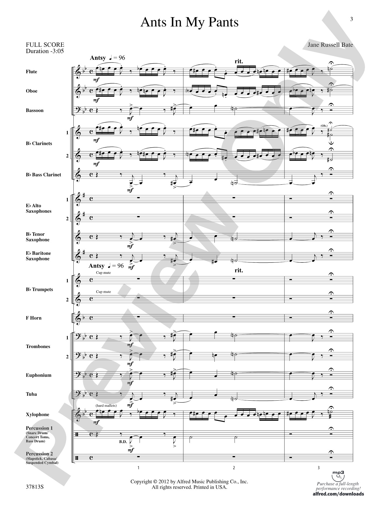 Ants in My Pants: Concert Band Conductor Score & Parts
