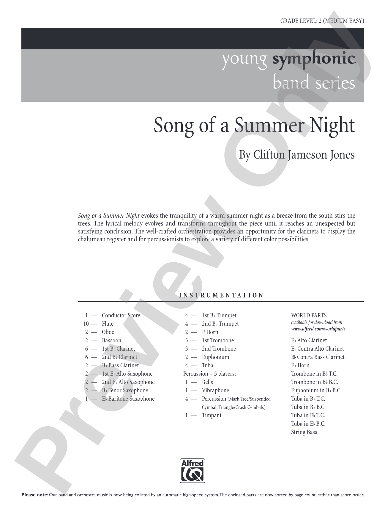 Song of a Summer Night: Concert Band Conductor Score & Parts