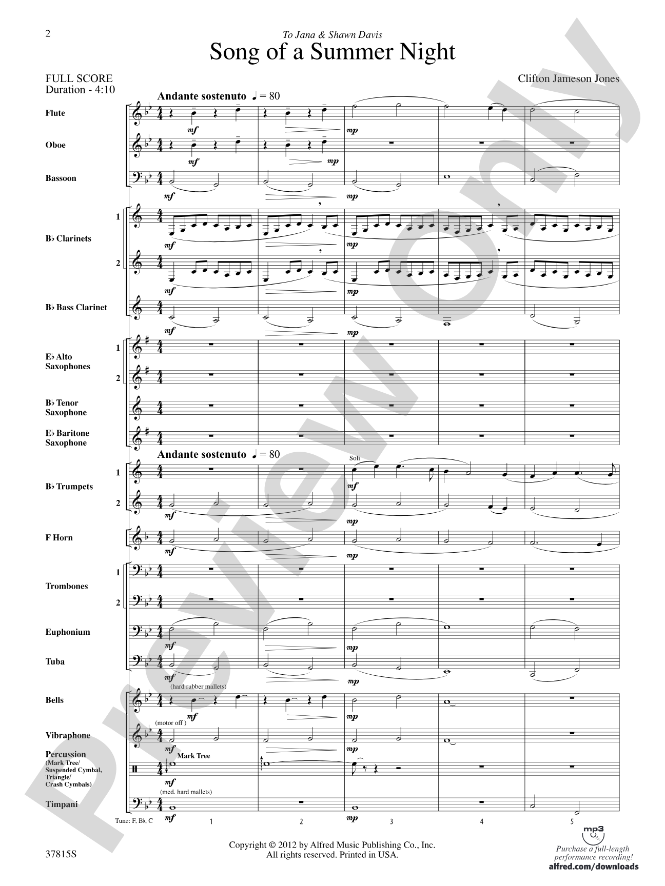 Song of a Summer Night: Concert Band Conductor Score & Parts