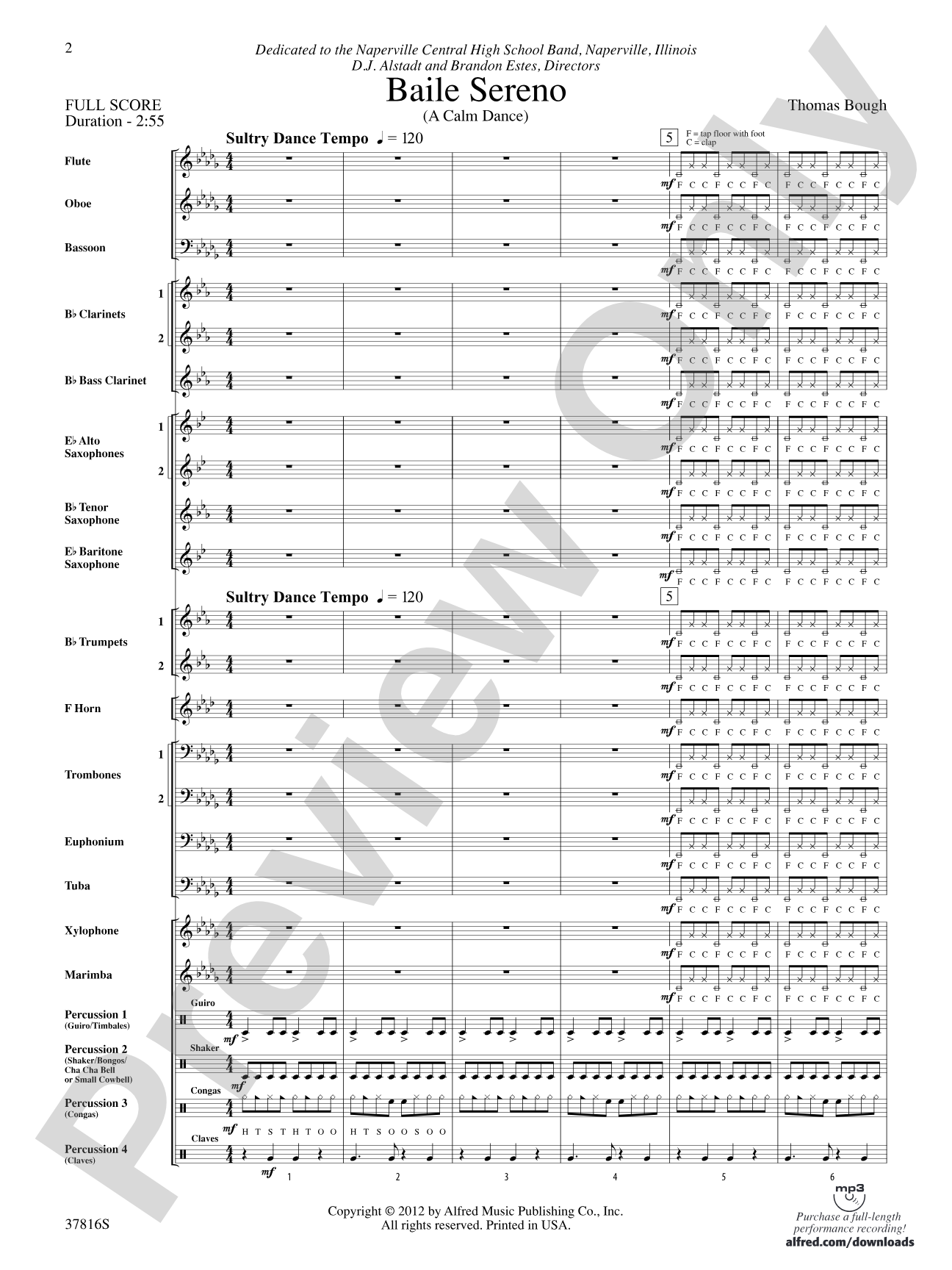 Baile Sereno: Concert Band Conductor Score & Parts