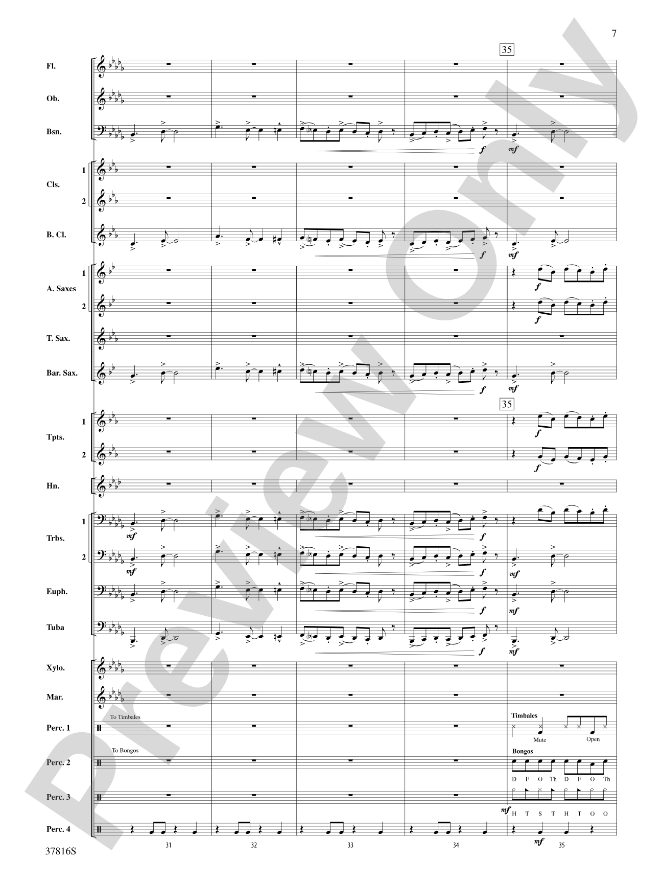 Baile Sereno: Concert Band Conductor Score & Parts