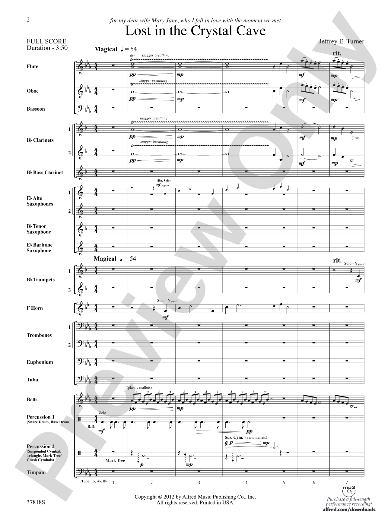 Lost in the Crystal Cave: Concert Band Conductor Score & Parts