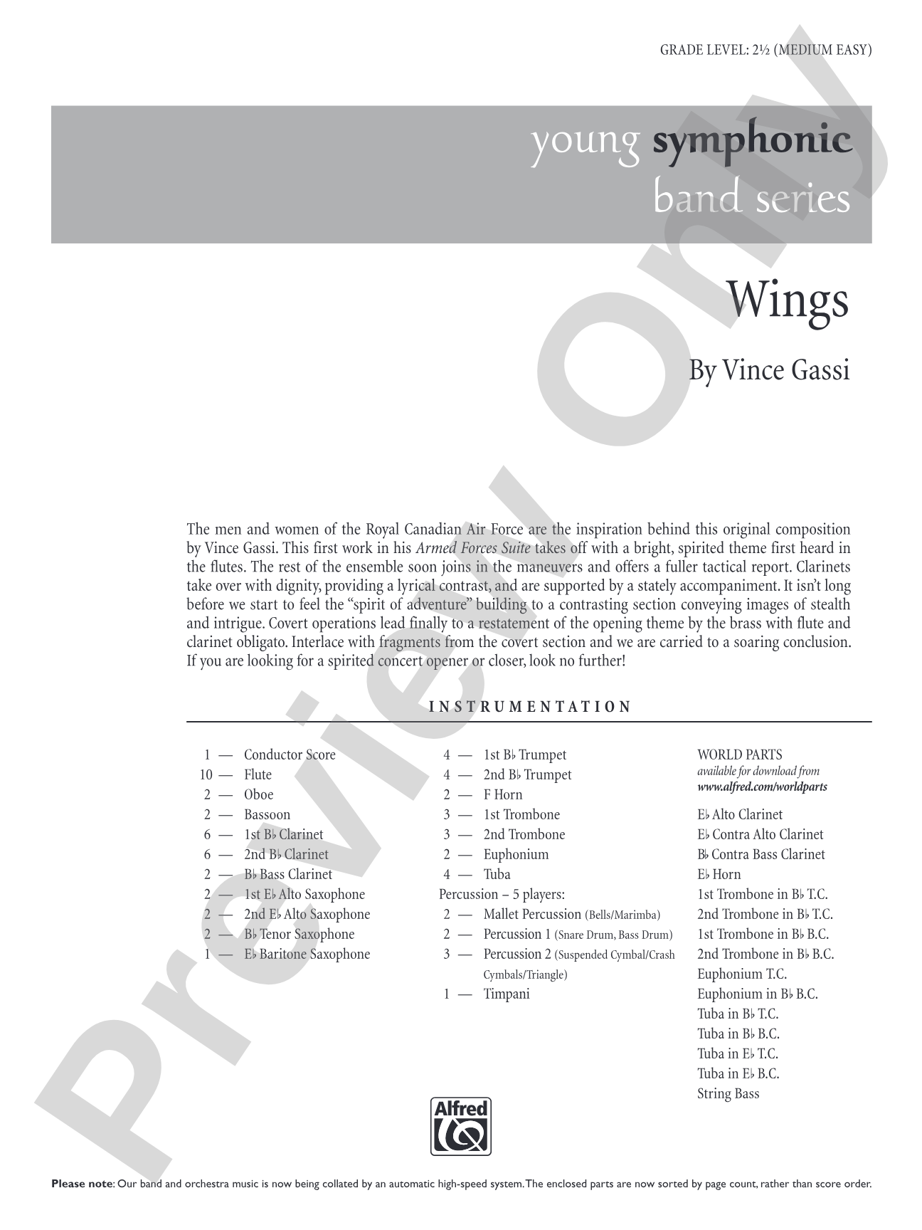 Wings: Concert Band Conductor Score & Parts