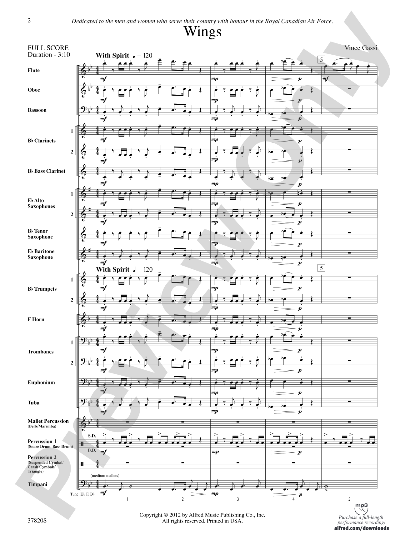 Wings: Concert Band Conductor Score & Parts