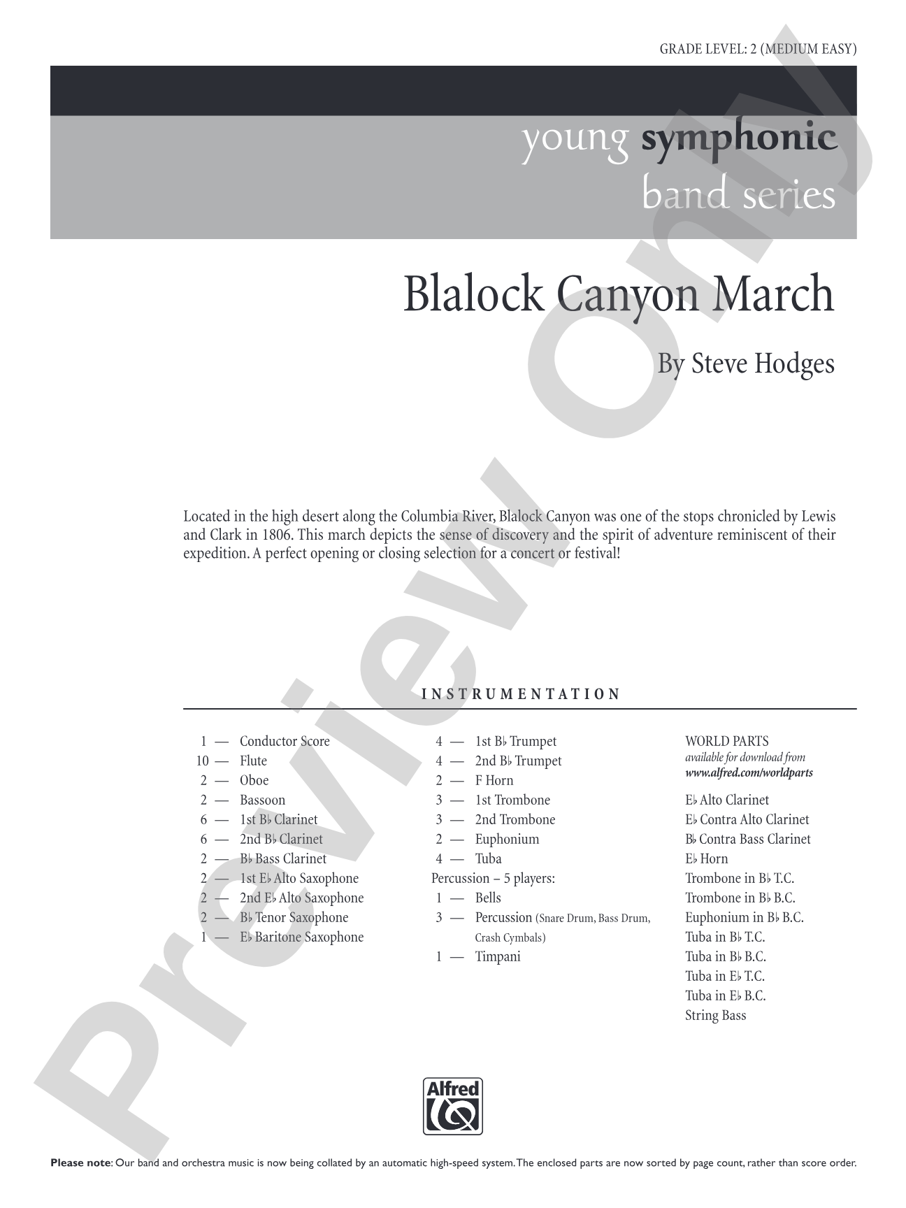 Blalock Canyon March: Concert Band Conductor Score & Parts