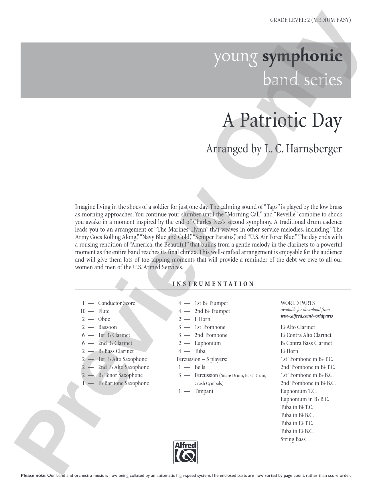 A Patriotic Day: Concert Band Conductor Score & Parts