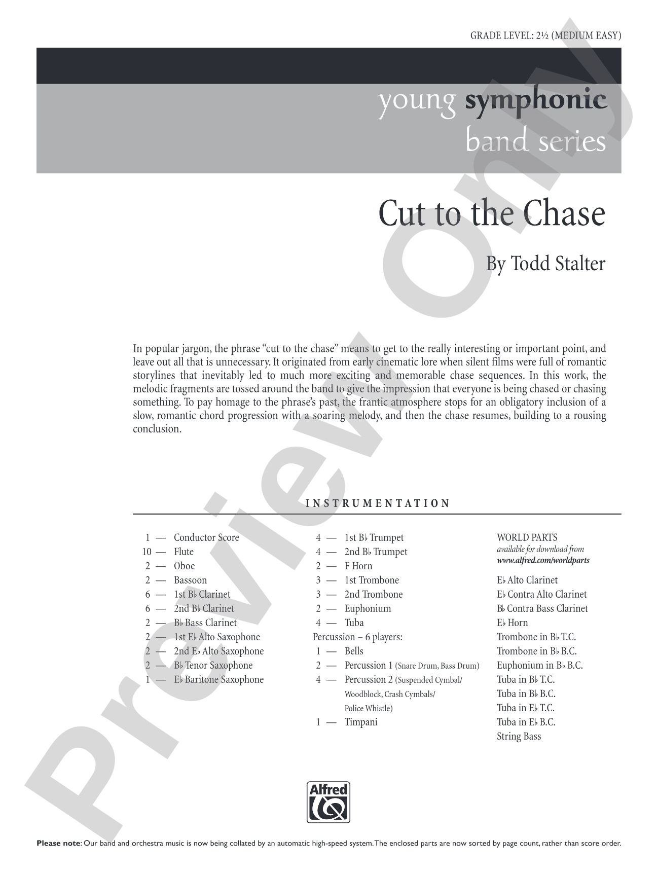 Cut to the Chase: Concert Band Conductor Score & Parts