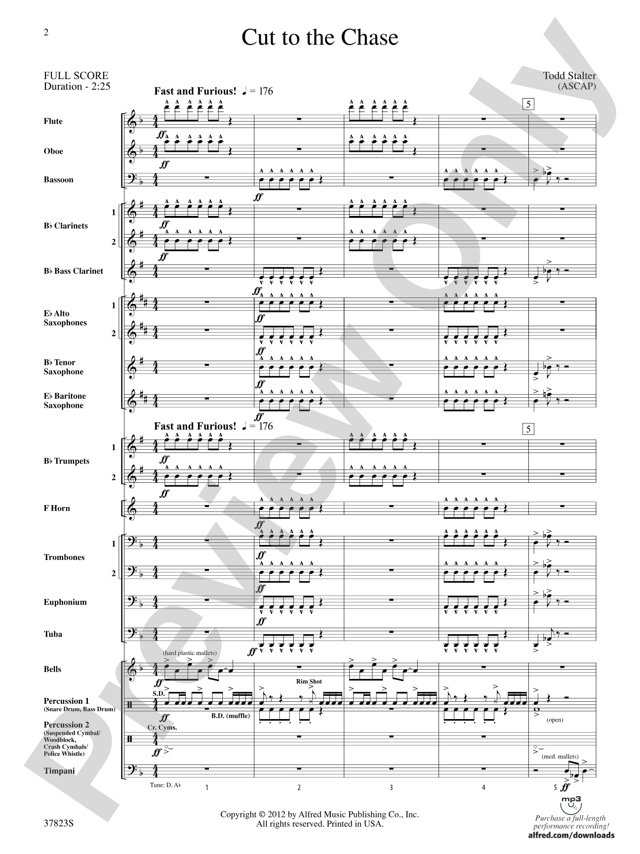 Cut to the Chase: Concert Band Conductor Score & Parts