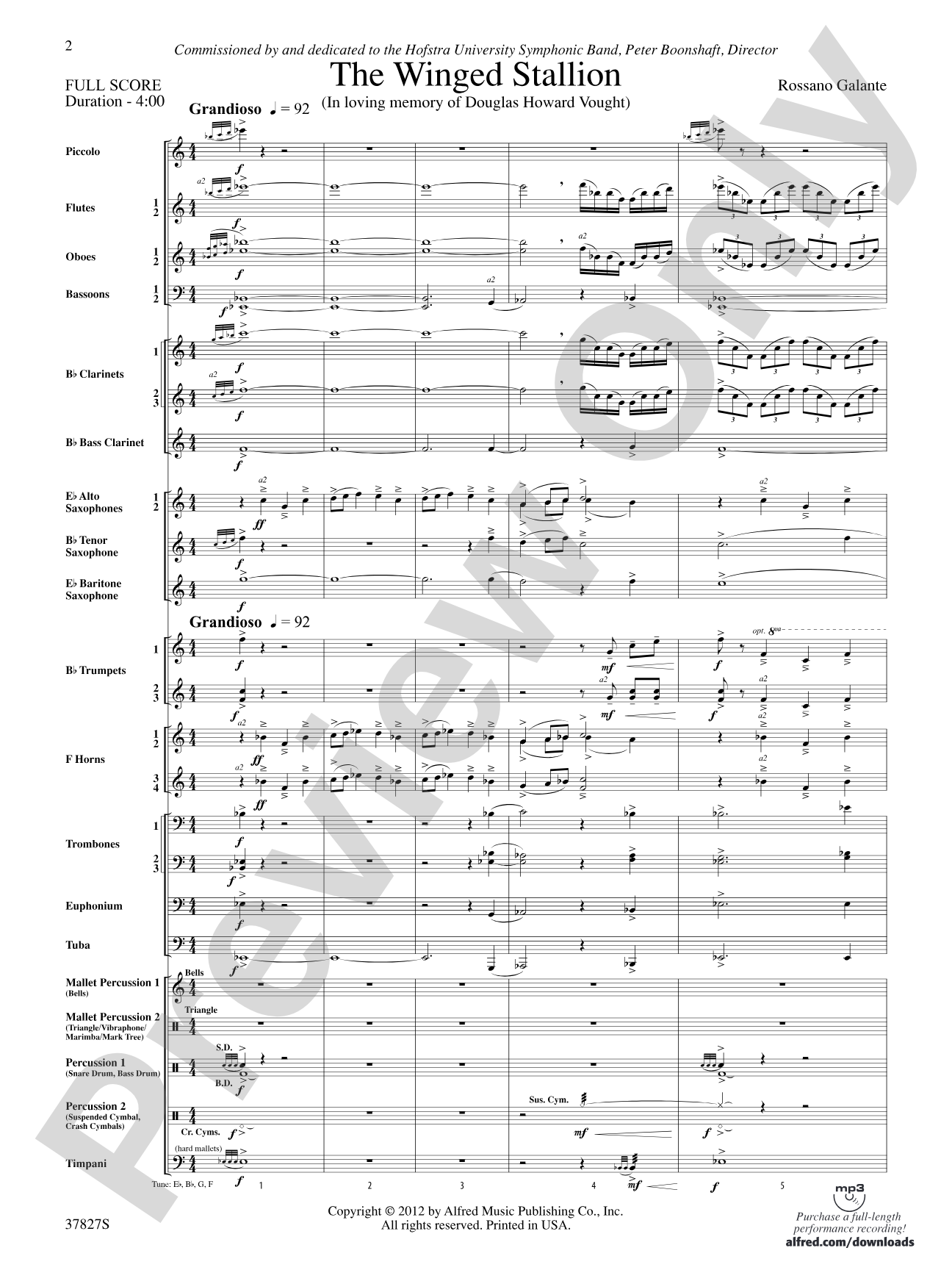 The Winged Stallion: Concert Band Conductor Score & Parts
