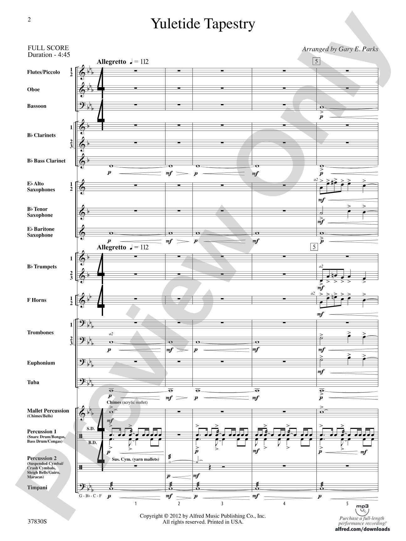 Yuletide Tapestry: Concert Band Conductor Score & Parts