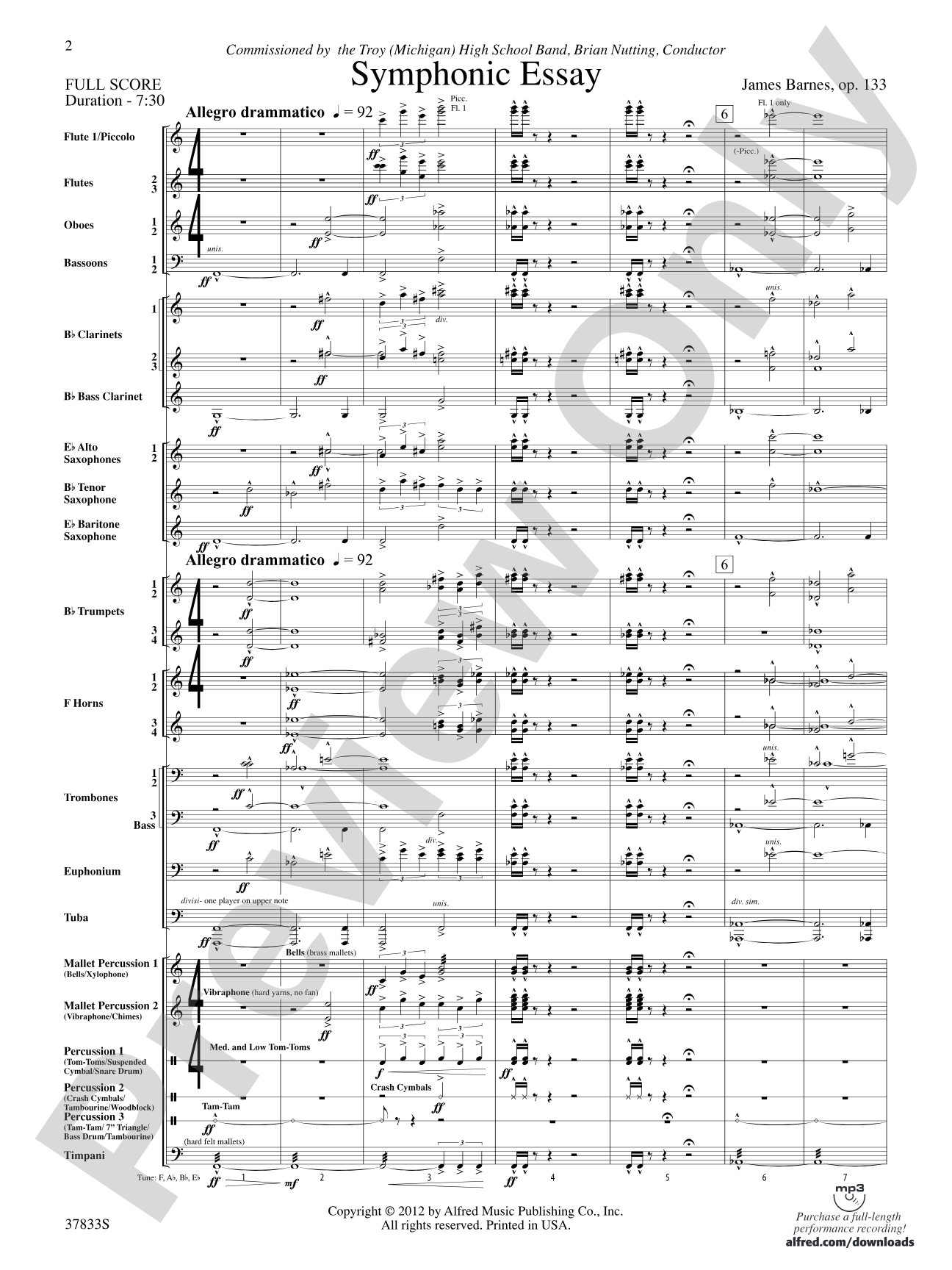 Symphonic Essay: Score