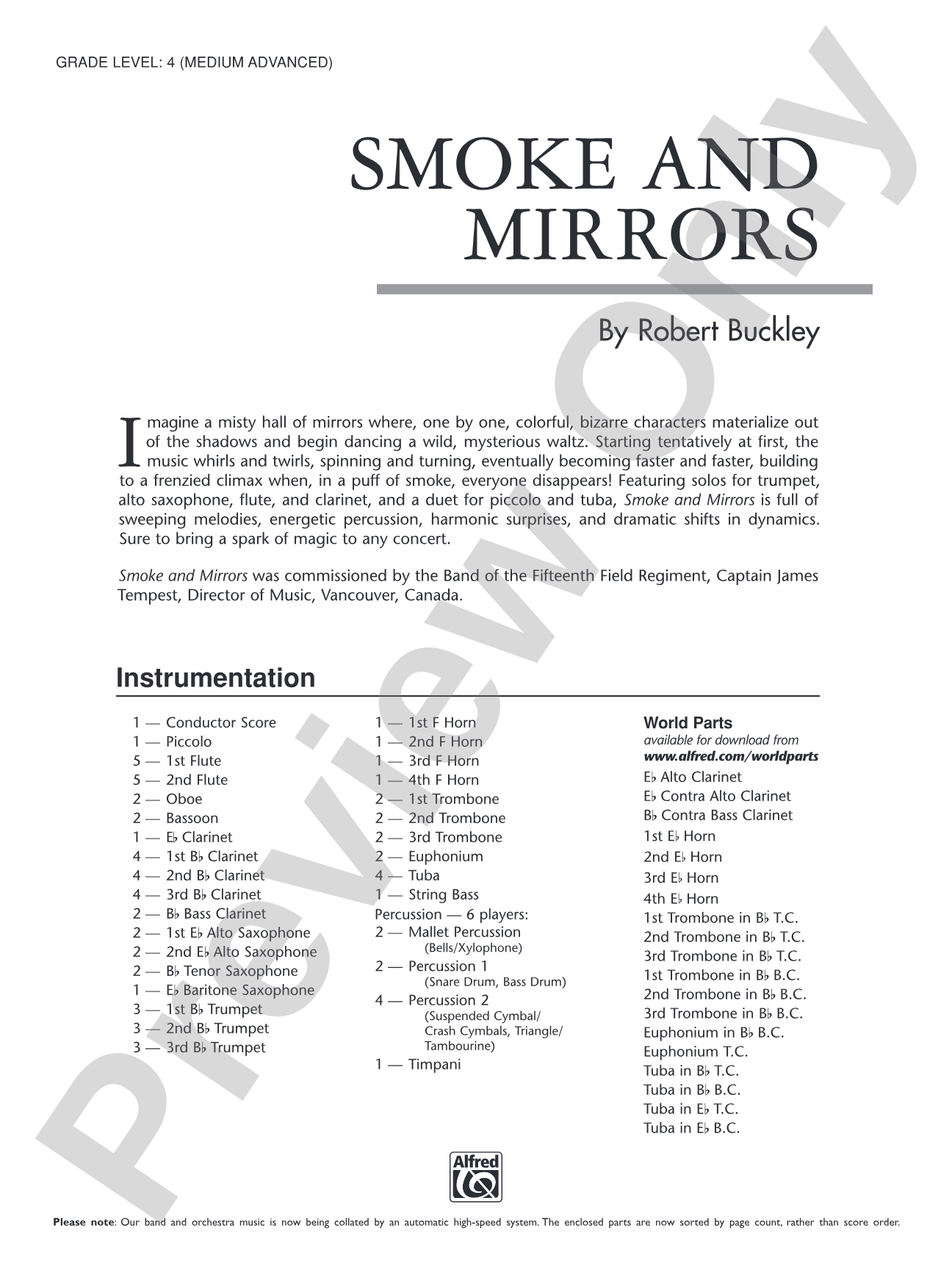 Smoke and Mirrors: Concert Band Conductor Score & Parts