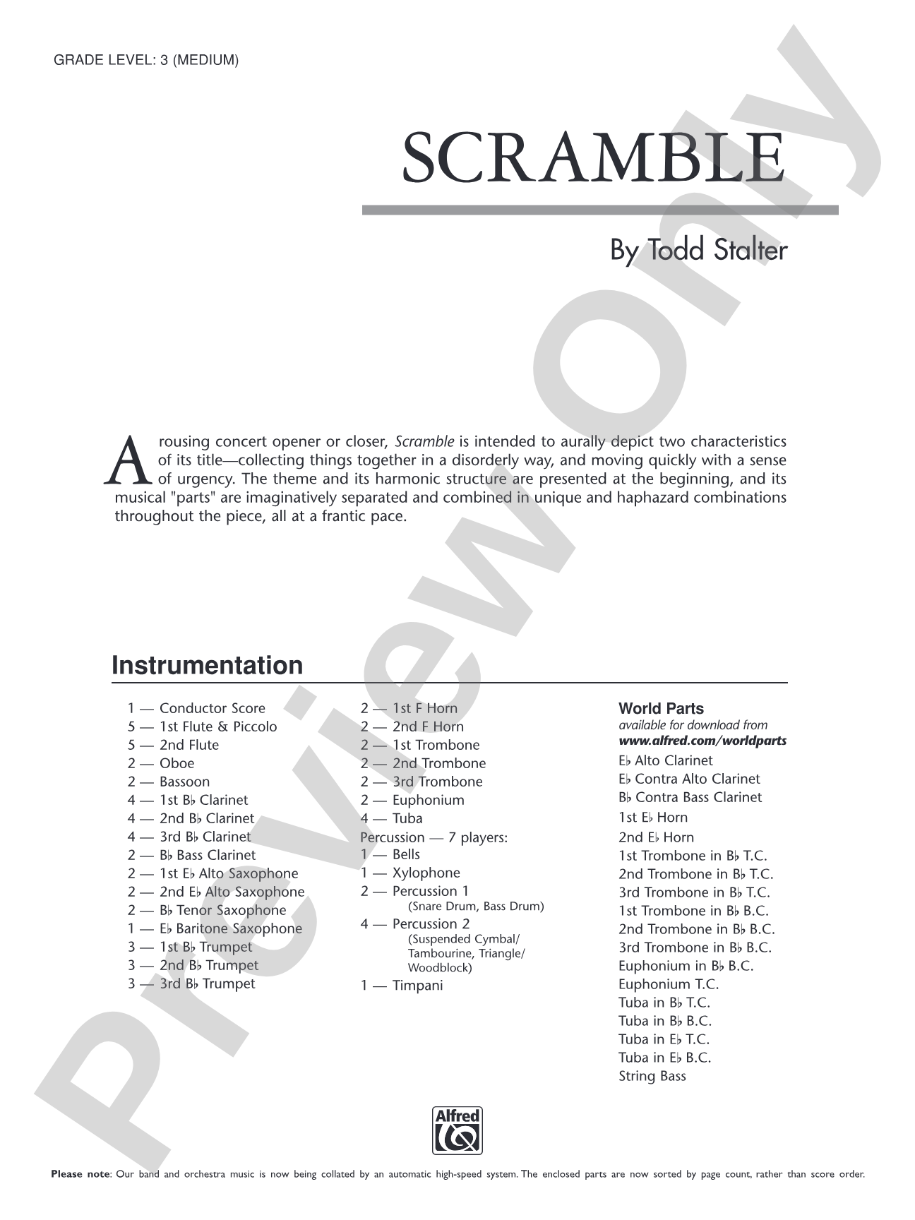 Scramble: Concert Band Conductor Score & Parts