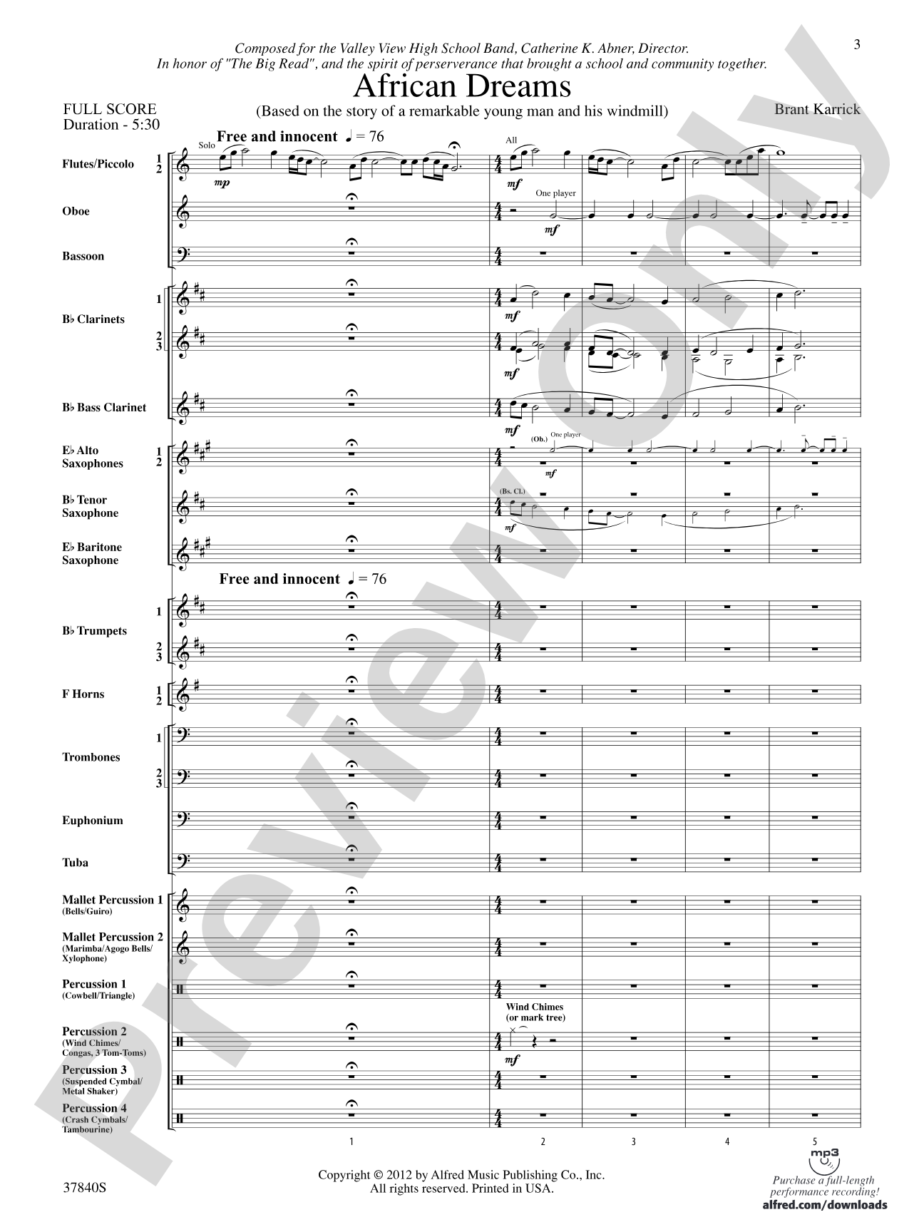 African Dreams: Score