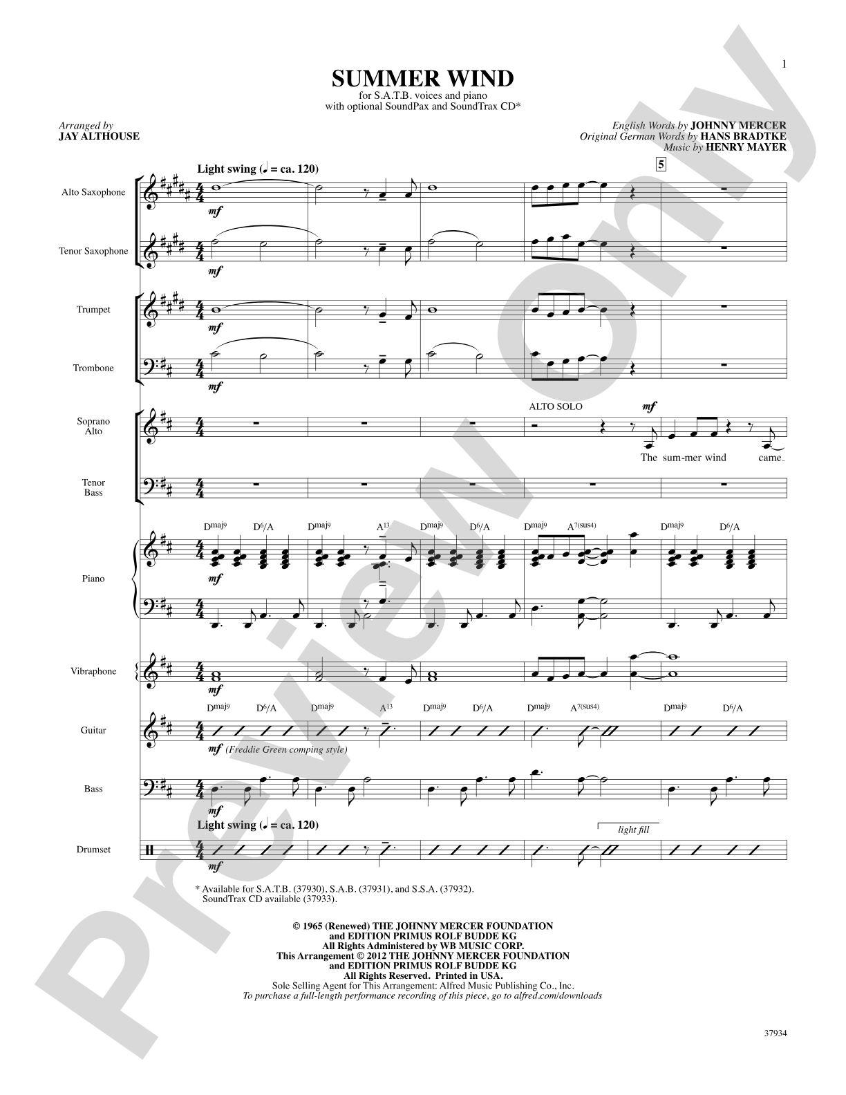 Summer Wind: Choral SoundPax