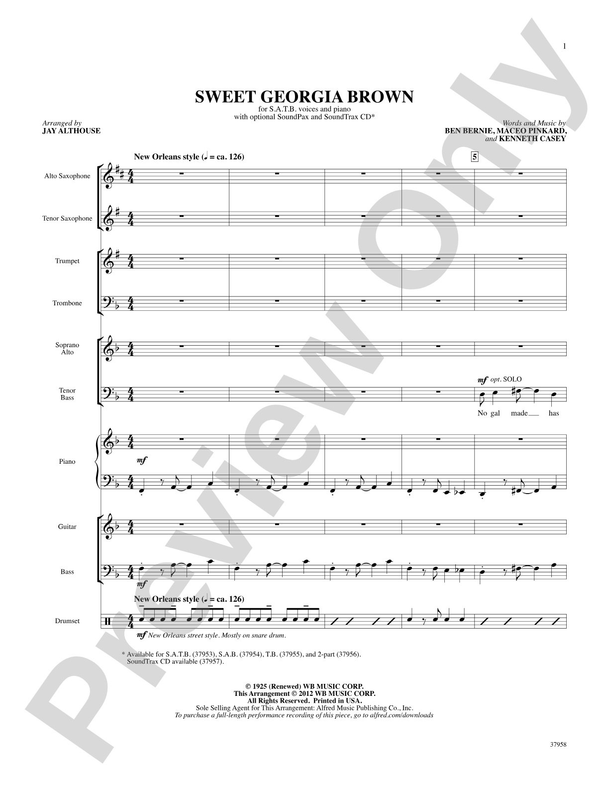 Sweet Georgia Brown: Choral SoundPax