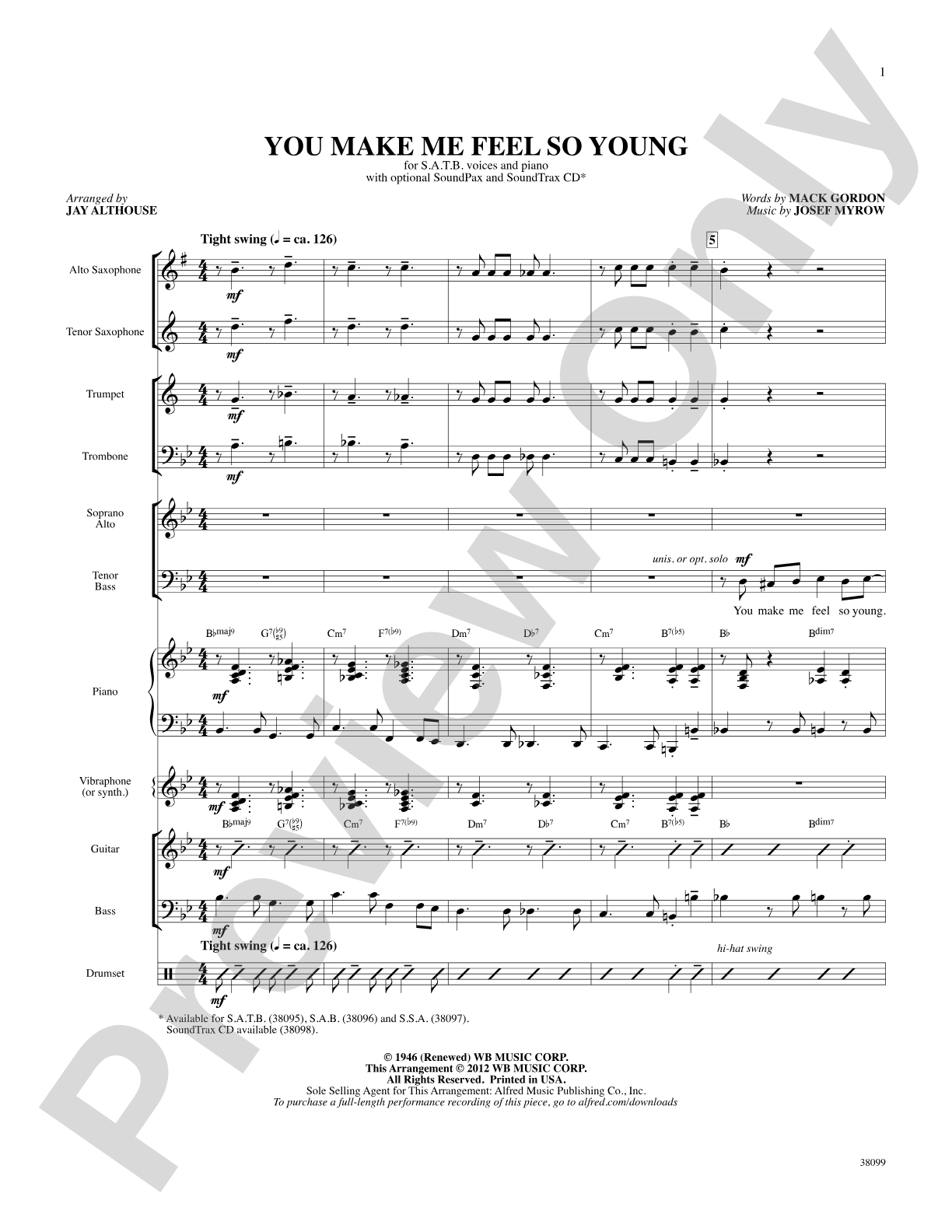 You Make Me Feel So Young: Choral SoundPax