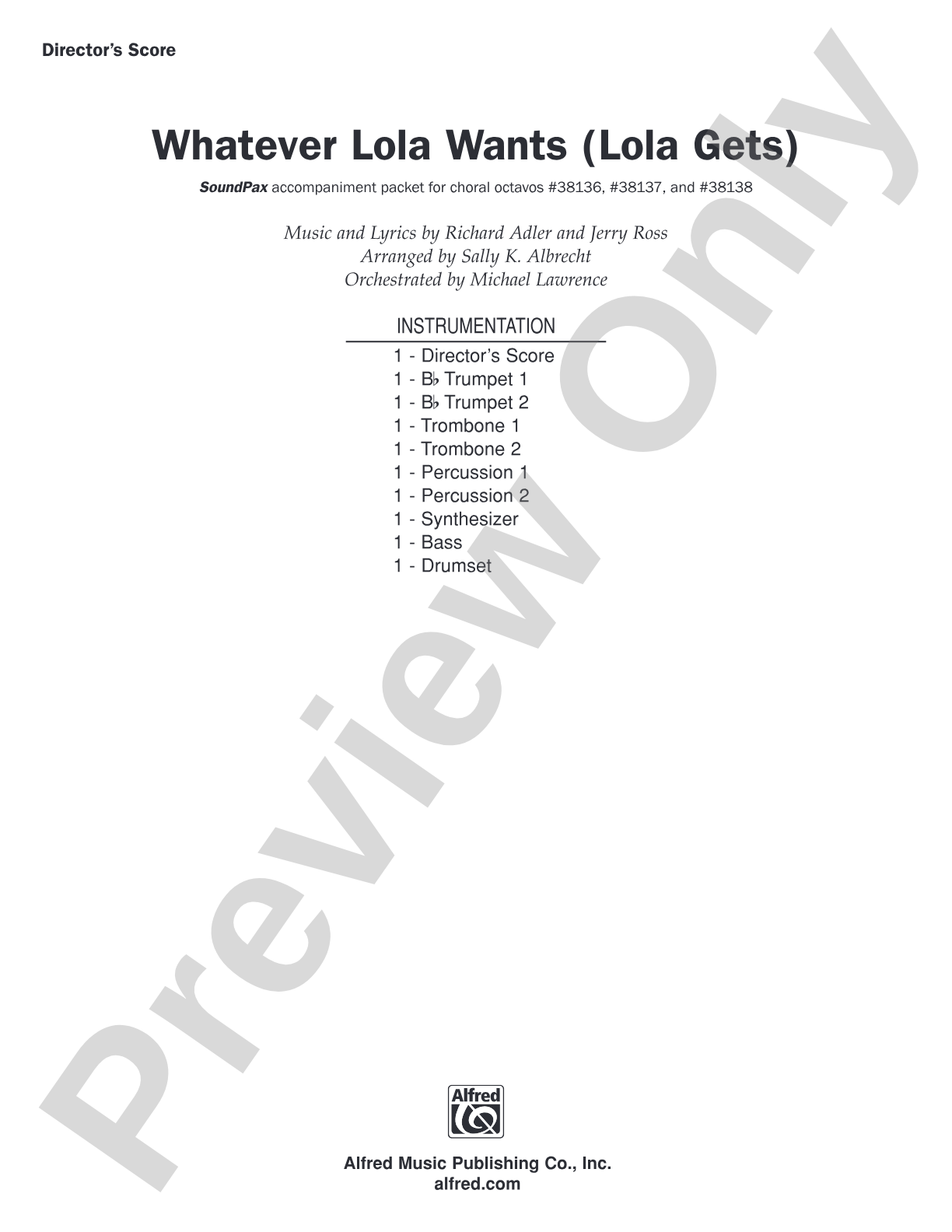 Whatever Lola Wants (Lola Gets) (from the musical Damn Yankees): Choral SoundPax