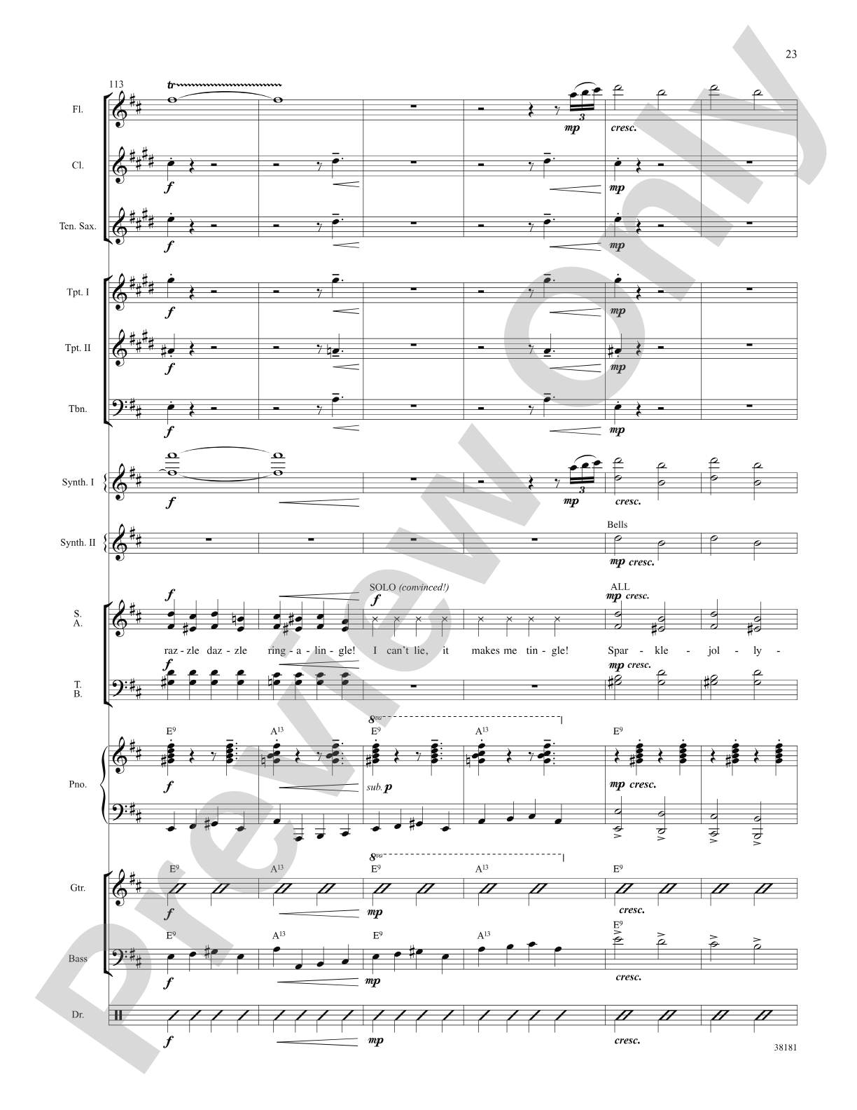 Sparklejollytwinklejingley (from the Broadway musical Elf): Choral SoundPax