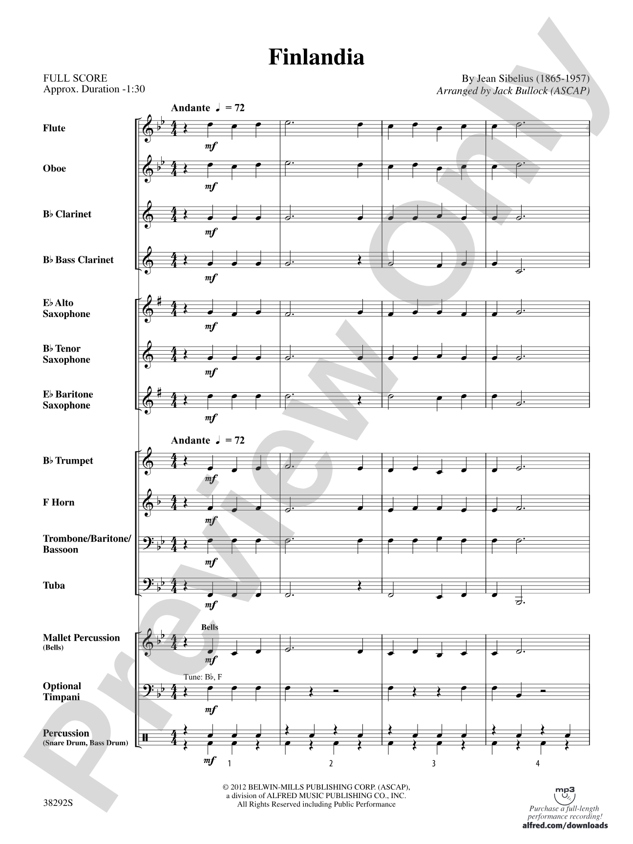 Finlandia: Concert Band Conductor Score & Parts