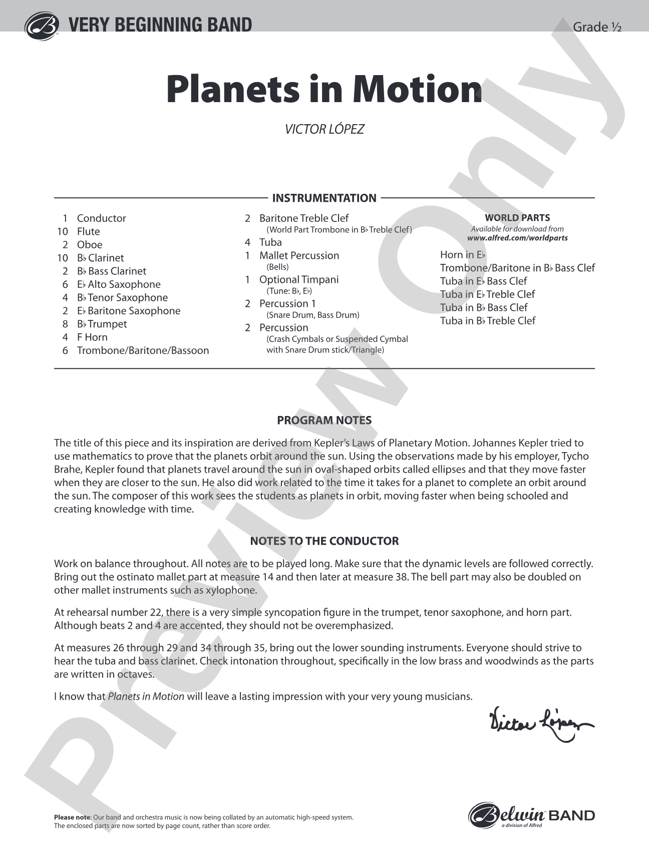Planets in Motion: Concert Band Conductor Score & Parts