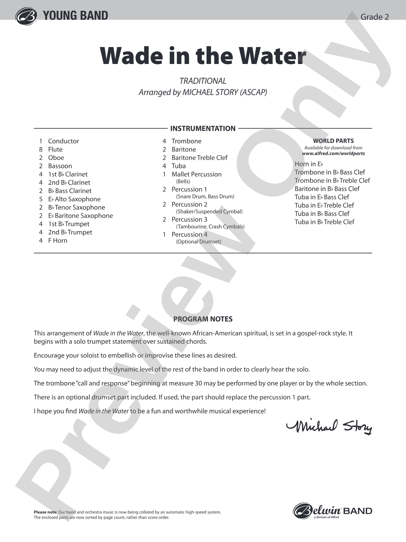 Wade in the Water: Concert Band Conductor Score & Parts