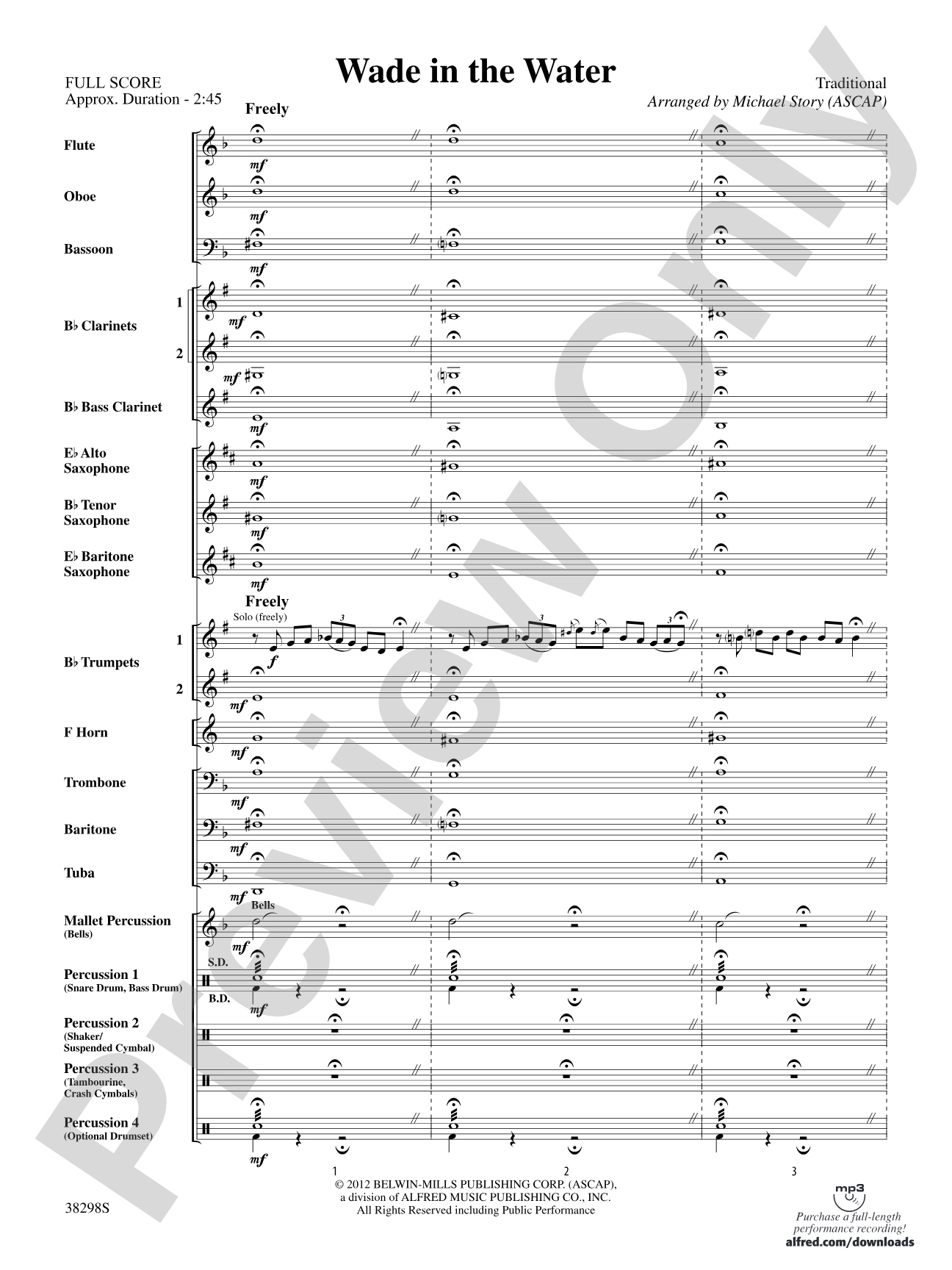 Wade in the Water: Concert Band Conductor Score & Parts