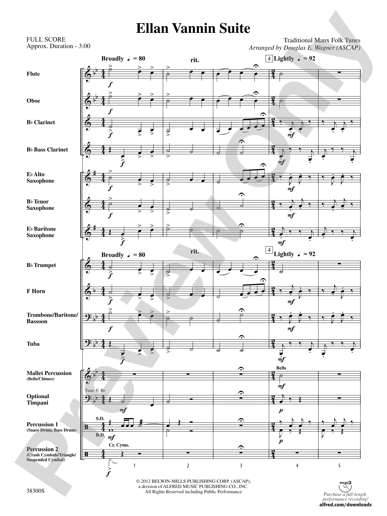 Ellan Vannin Suite: Concert Band Conductor Score & Parts