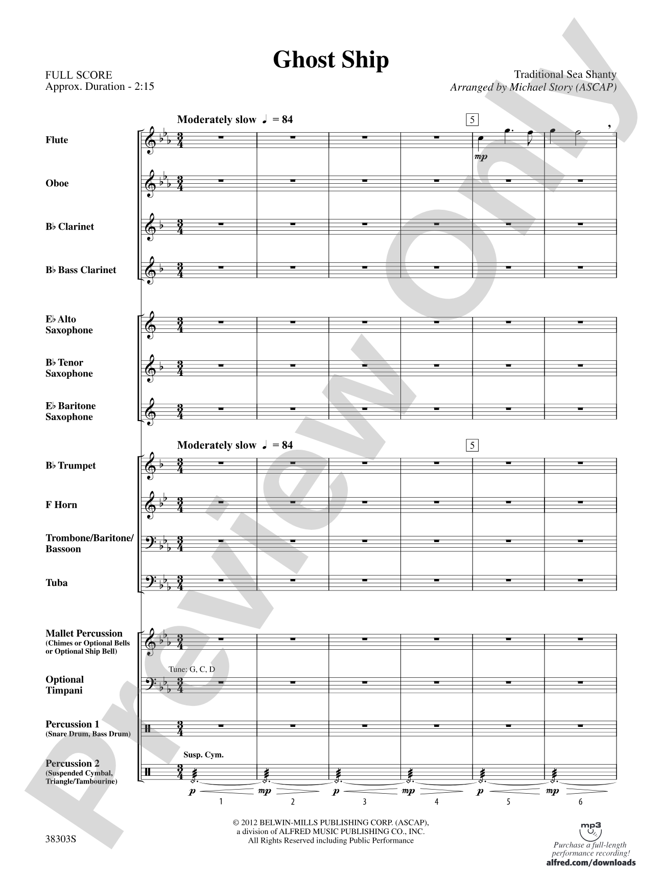 Ghost Ship: Concert Band Conductor Score & Parts