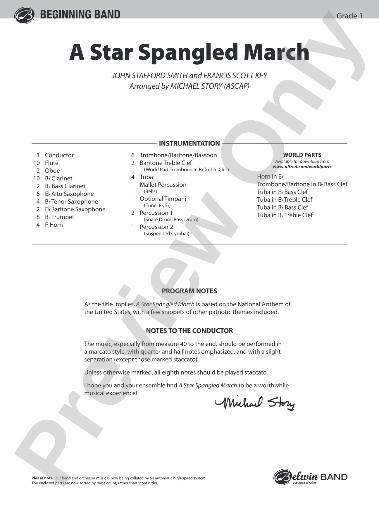 A Star Spangled March: Concert Band Conductor Score & Parts