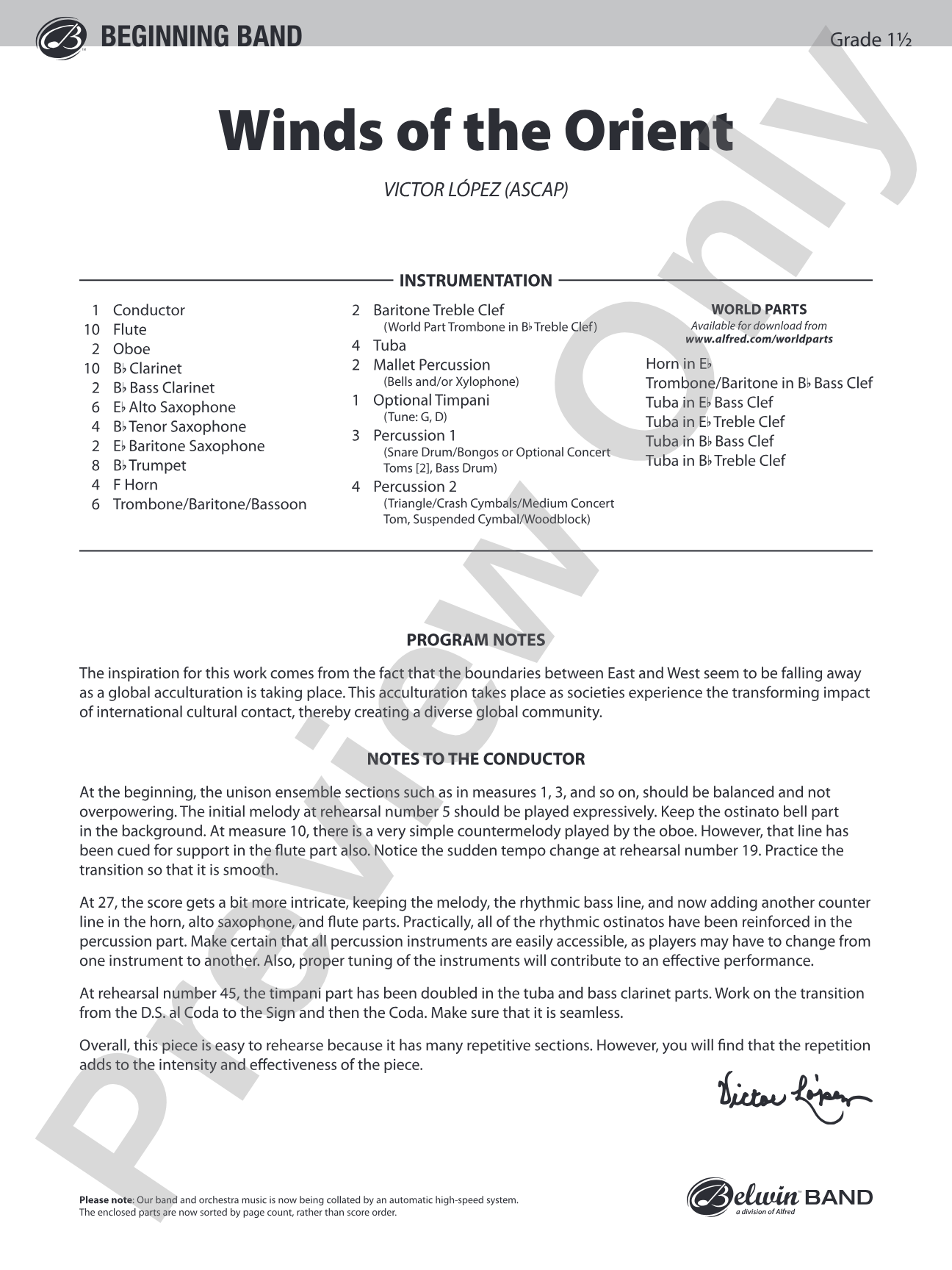 Winds of the Orient: Score