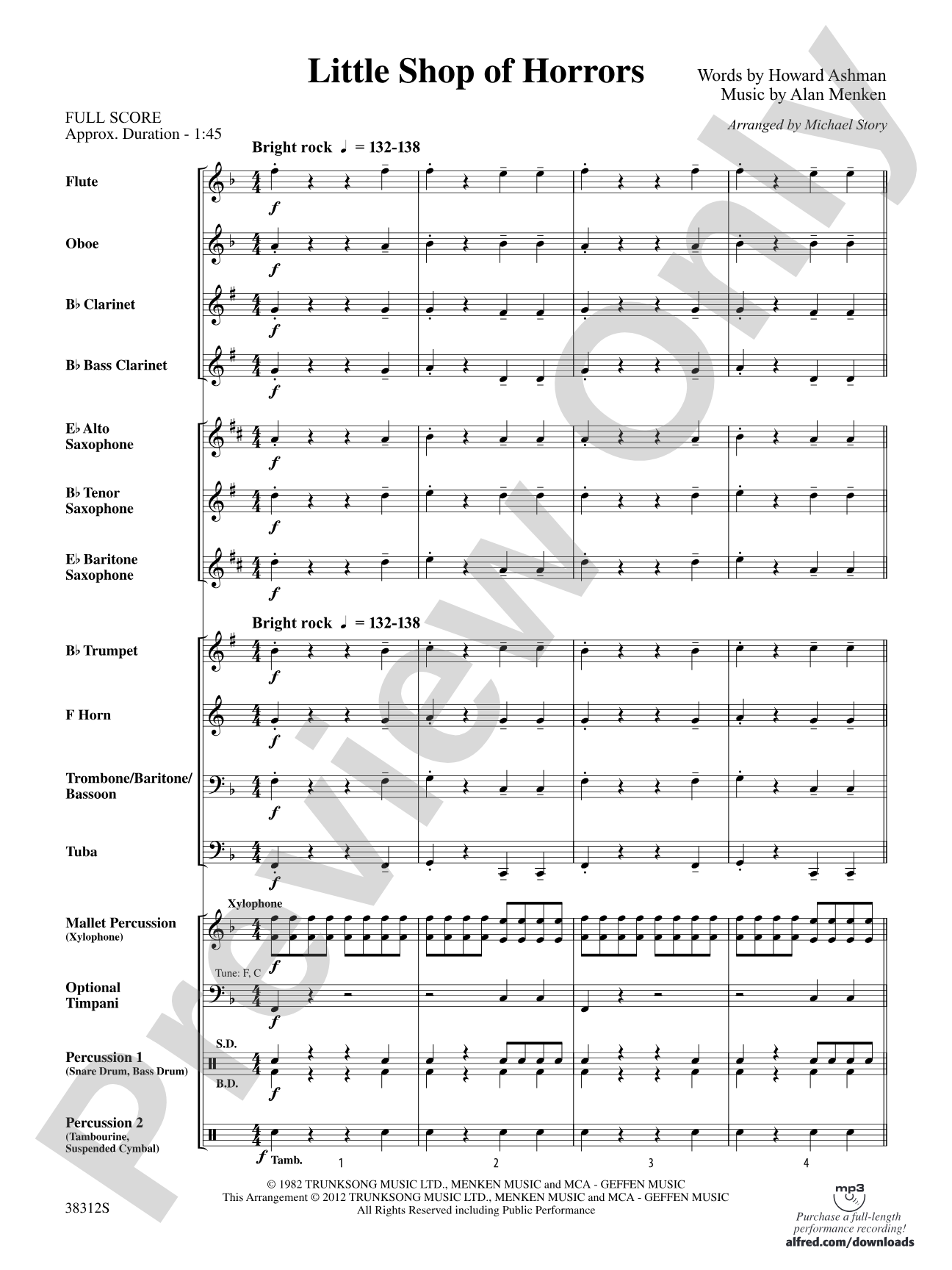 Little Shop of Horrors: Concert Band Conductor Score & Parts