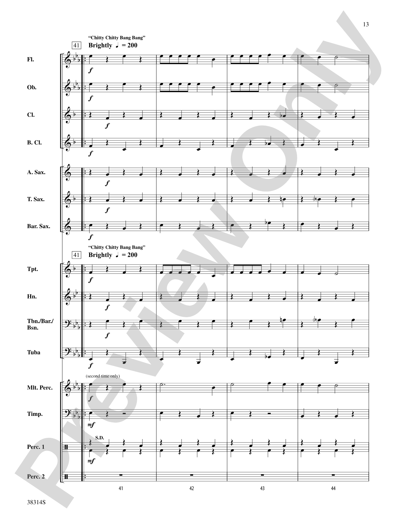 Chitty Chitty Bang Bang, Themes from: Concert Band Conductor Score & Parts