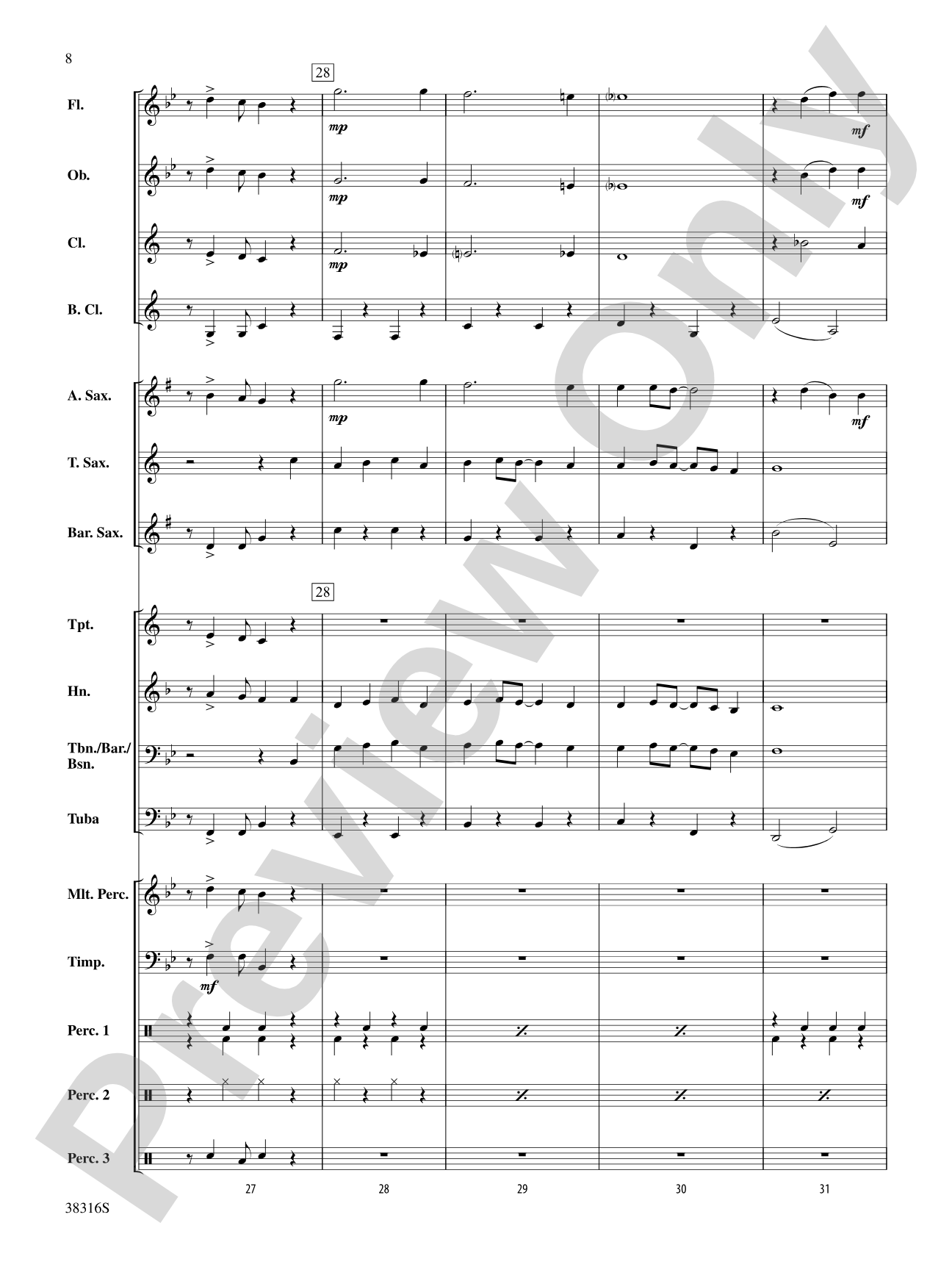 The Syncopated Clock: Concert Band Conductor Score & Parts