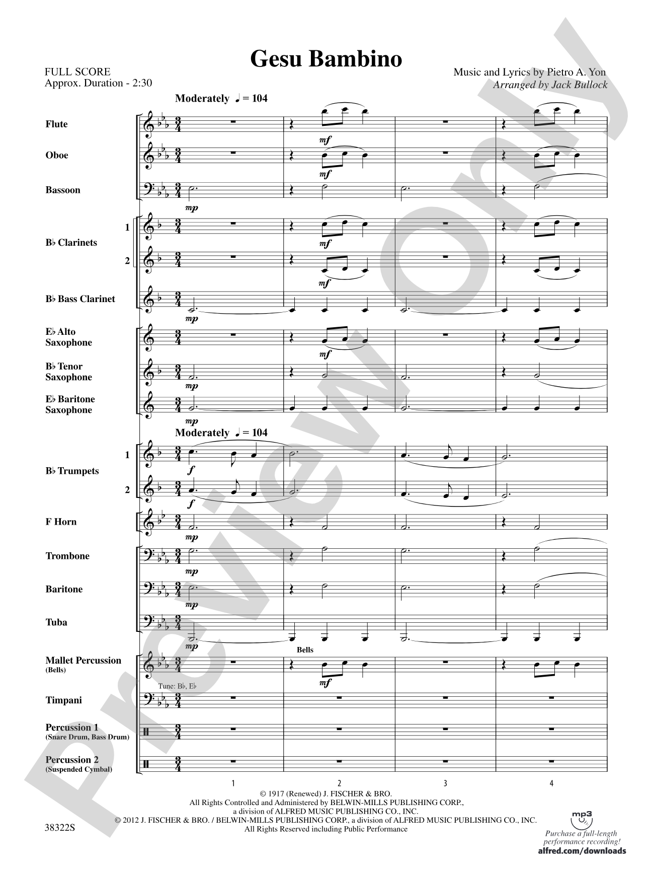 Gesu Bambino: Concert Band Conductor Score & Parts