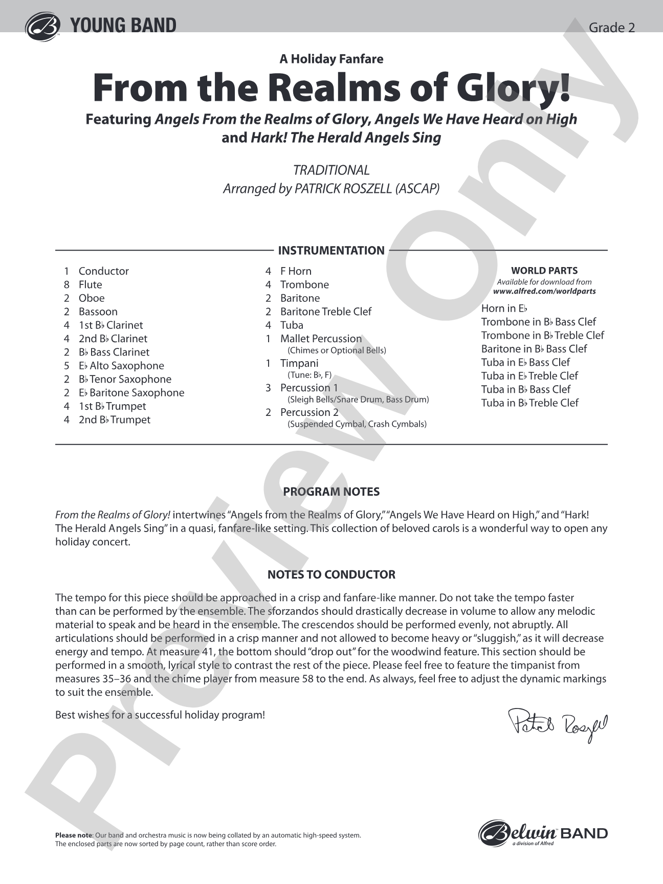 From the Realms of Glory!: Concert Band Conductor Score & Parts