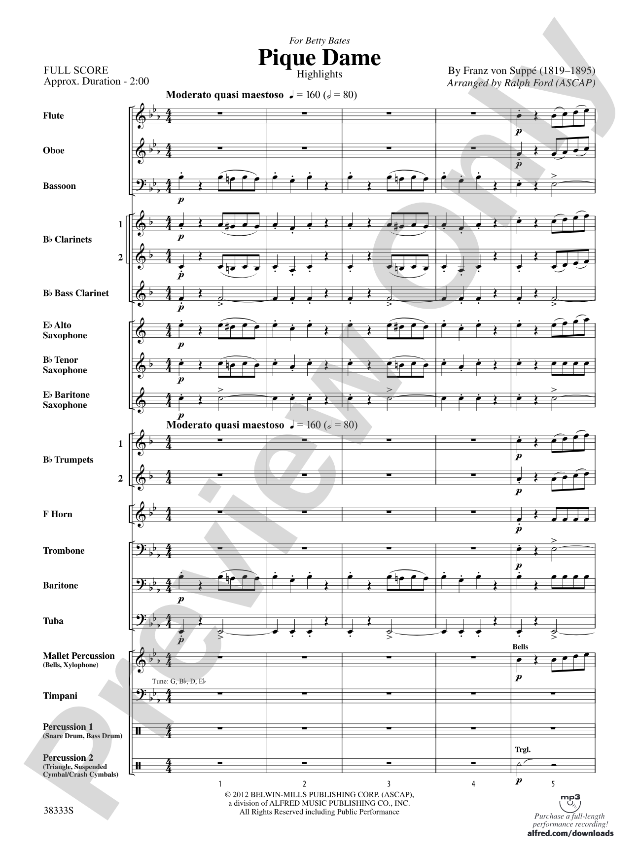 Pique Dame (Highlights): Concert Band Conductor Score & Parts