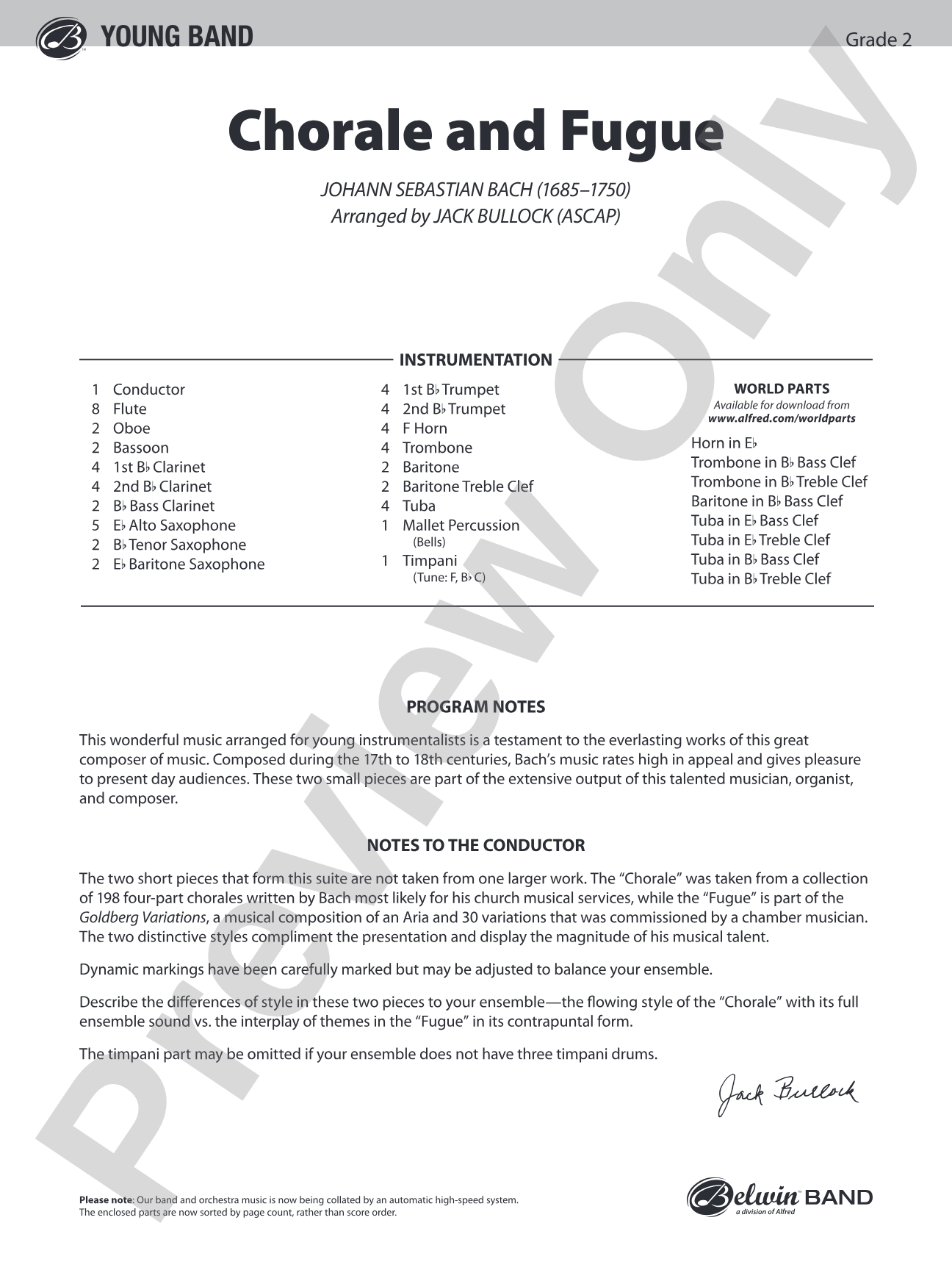 Chorale and Fugue: Concert Band Conductor Score & Parts