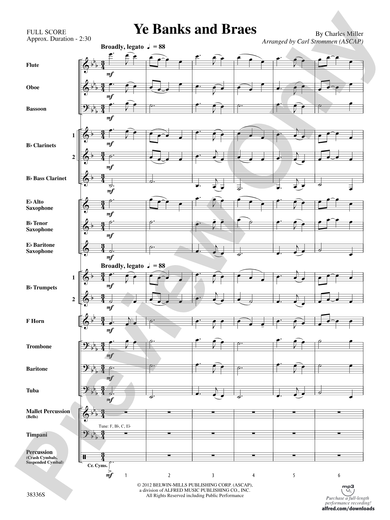 Ye Banks and Braes: Concert Band Conductor Score & Parts