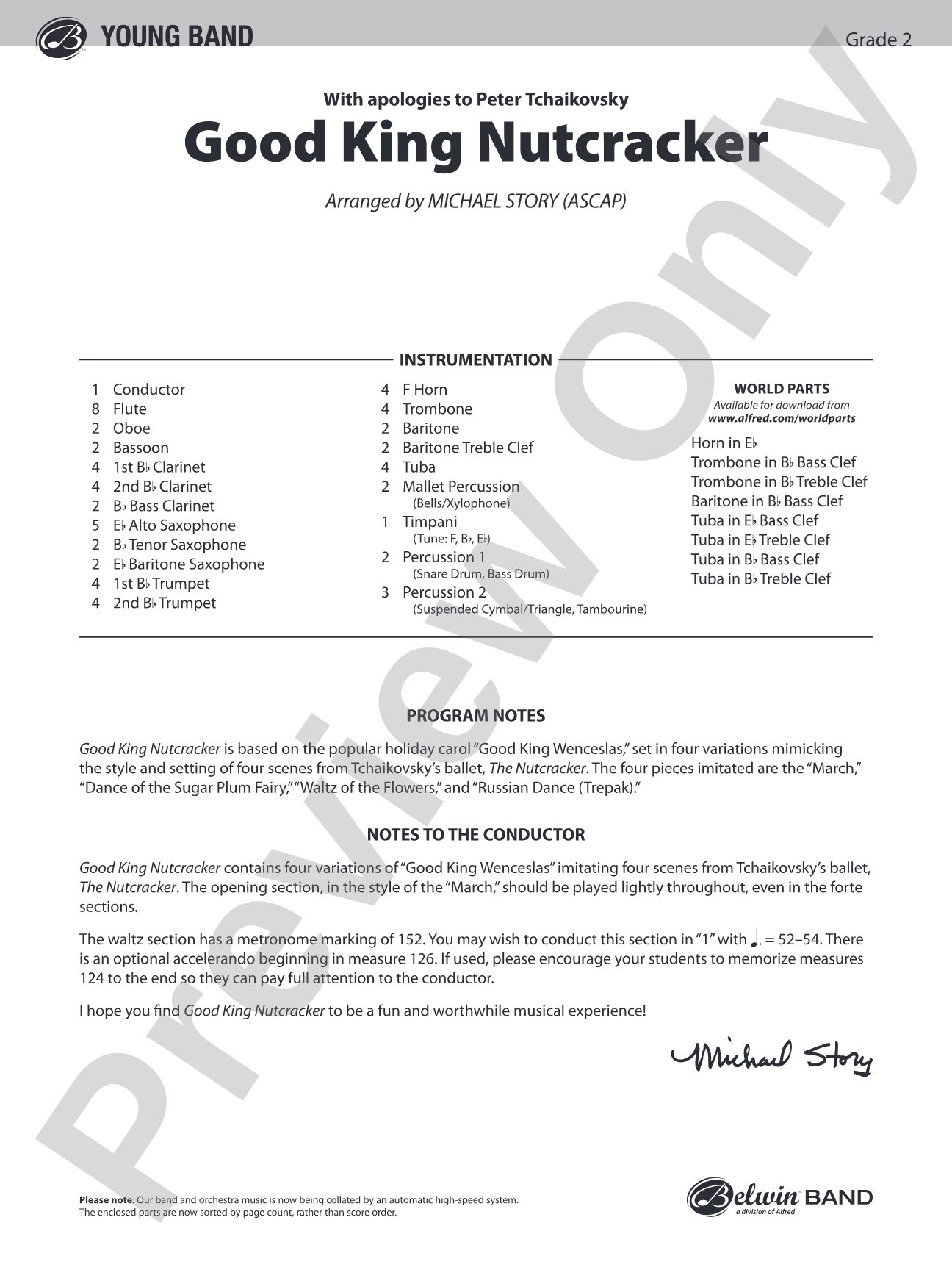 Good King Nutcracker: Concert Band Conductor Score & Parts