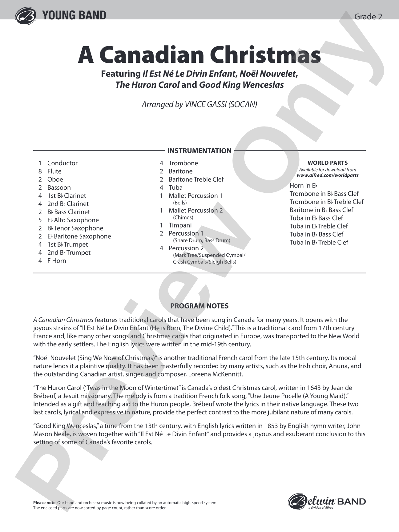 A Canadian Christmas: Concert Band Conductor Score & Parts