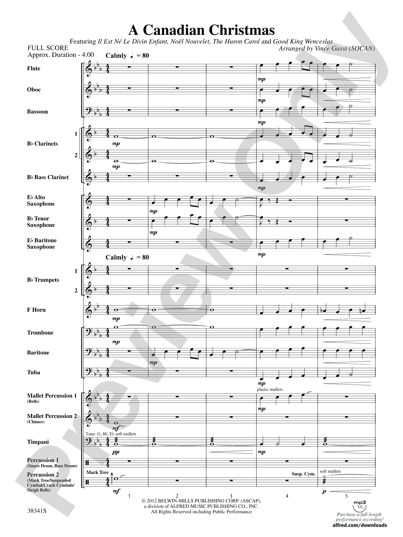 A Canadian Christmas: Concert Band Conductor Score & Parts