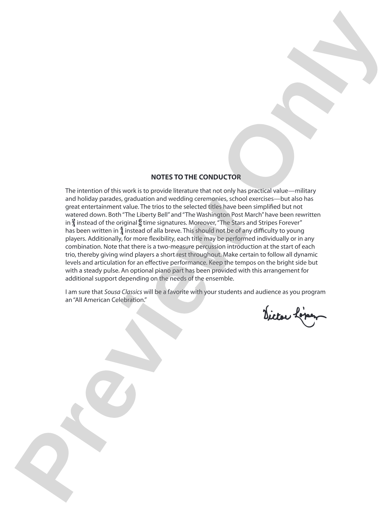 Sousa Classics: Concert Band Conductor Score & Parts