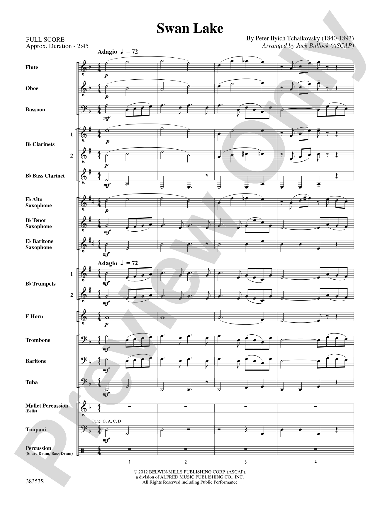 Swan Lake: Concert Band Conductor Score & Parts
