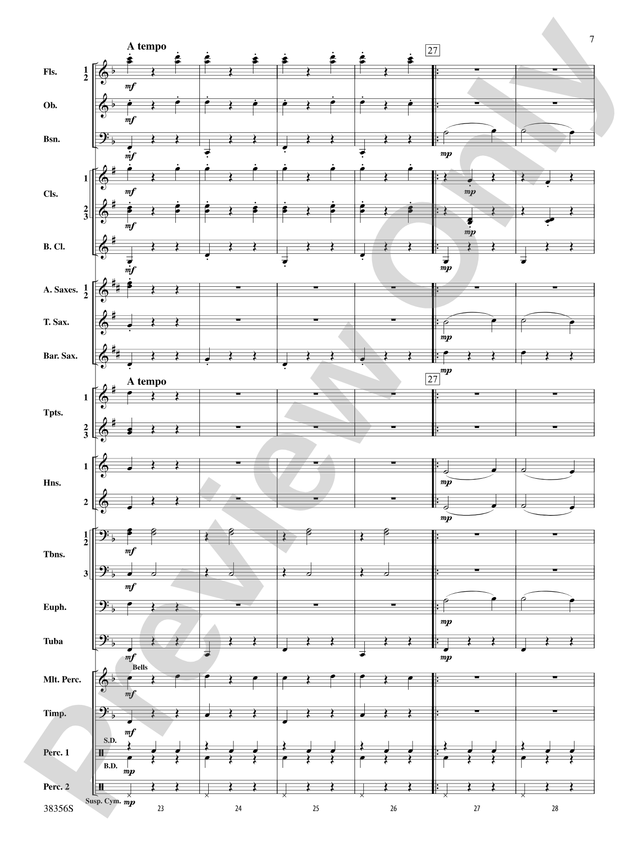 Barcarolle (from The Tales of Hoffman): Concert Band Conductor Score & Parts