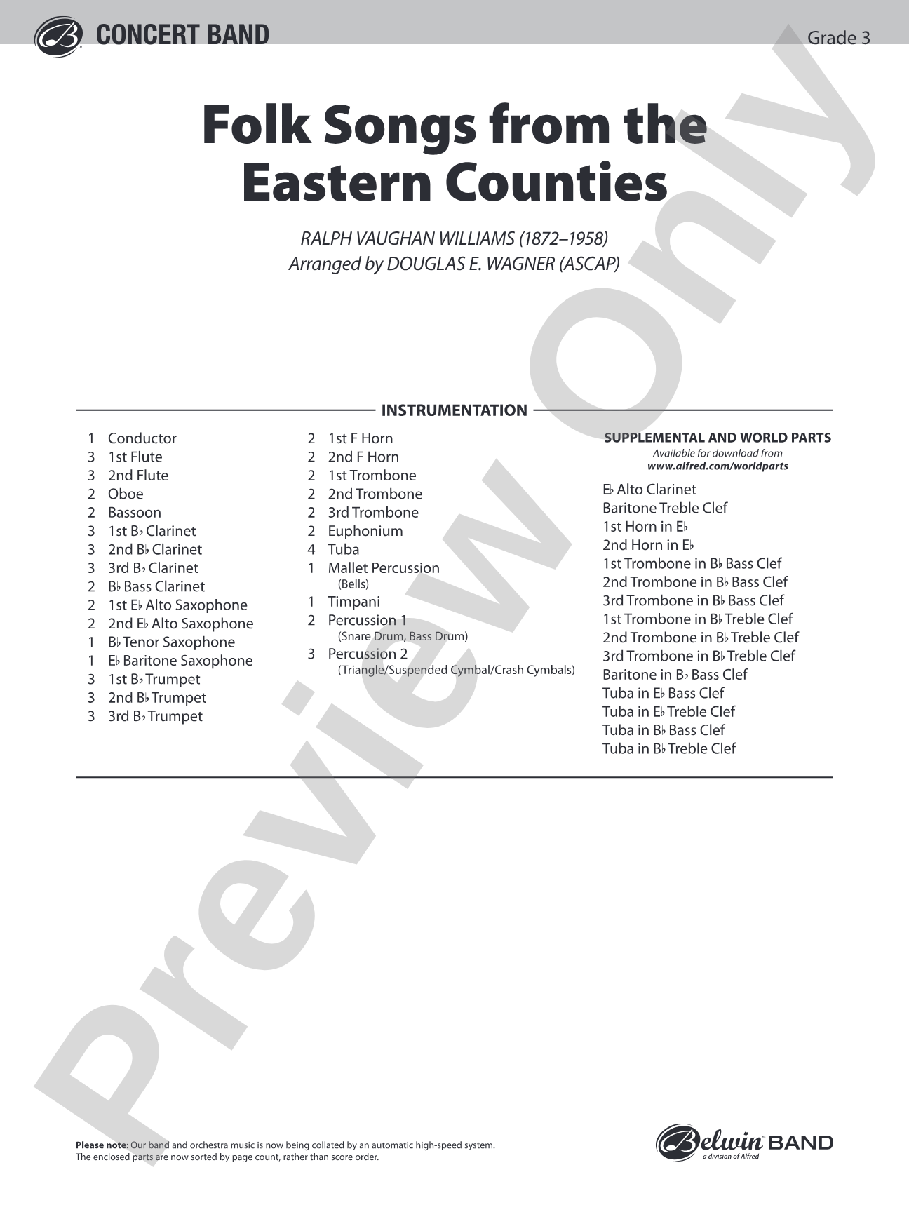 Folksongs from the Eastern Counties: Concert Band Conductor Score & Parts