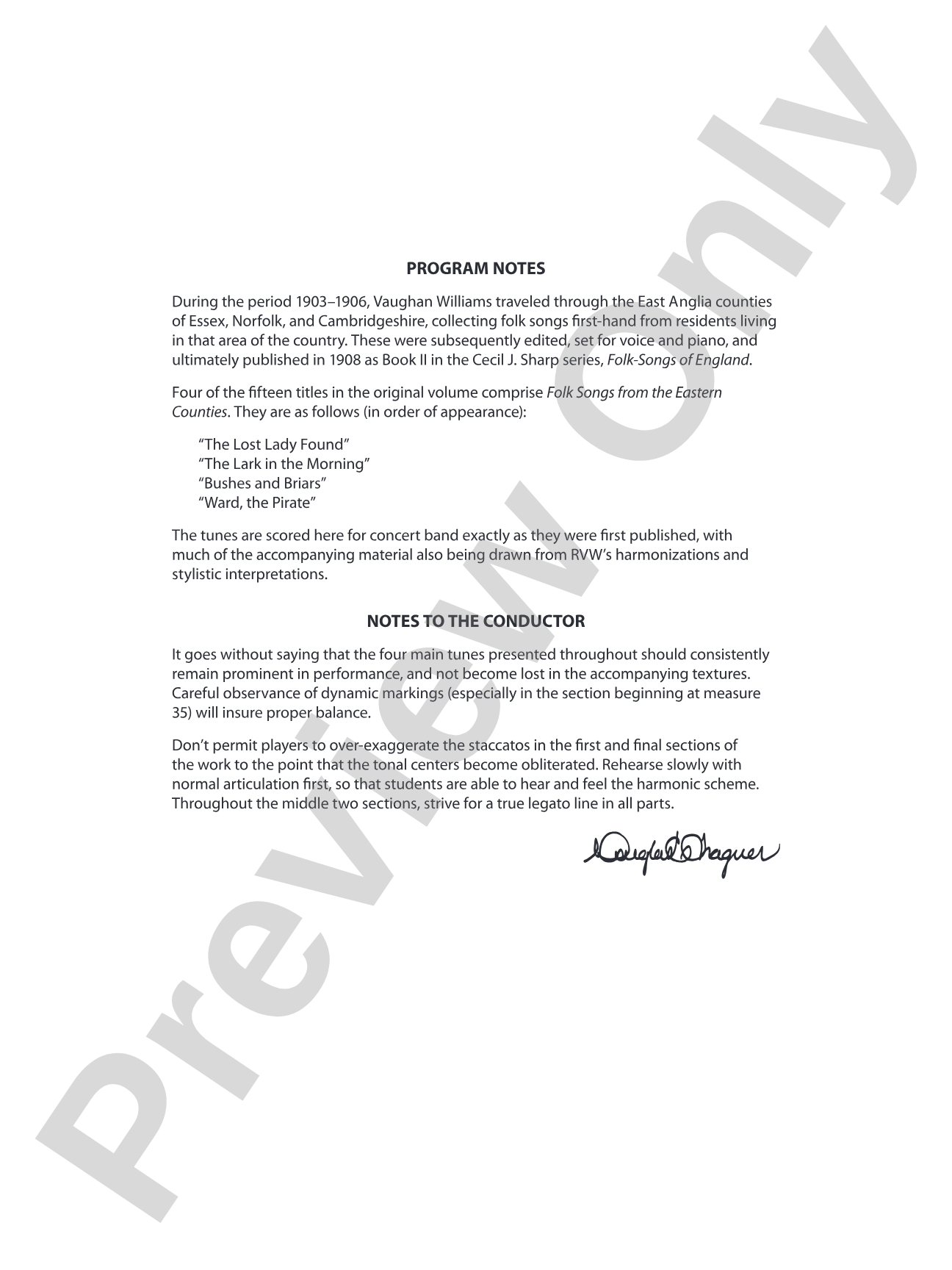 Folksongs from the Eastern Counties: Concert Band Conductor Score & Parts