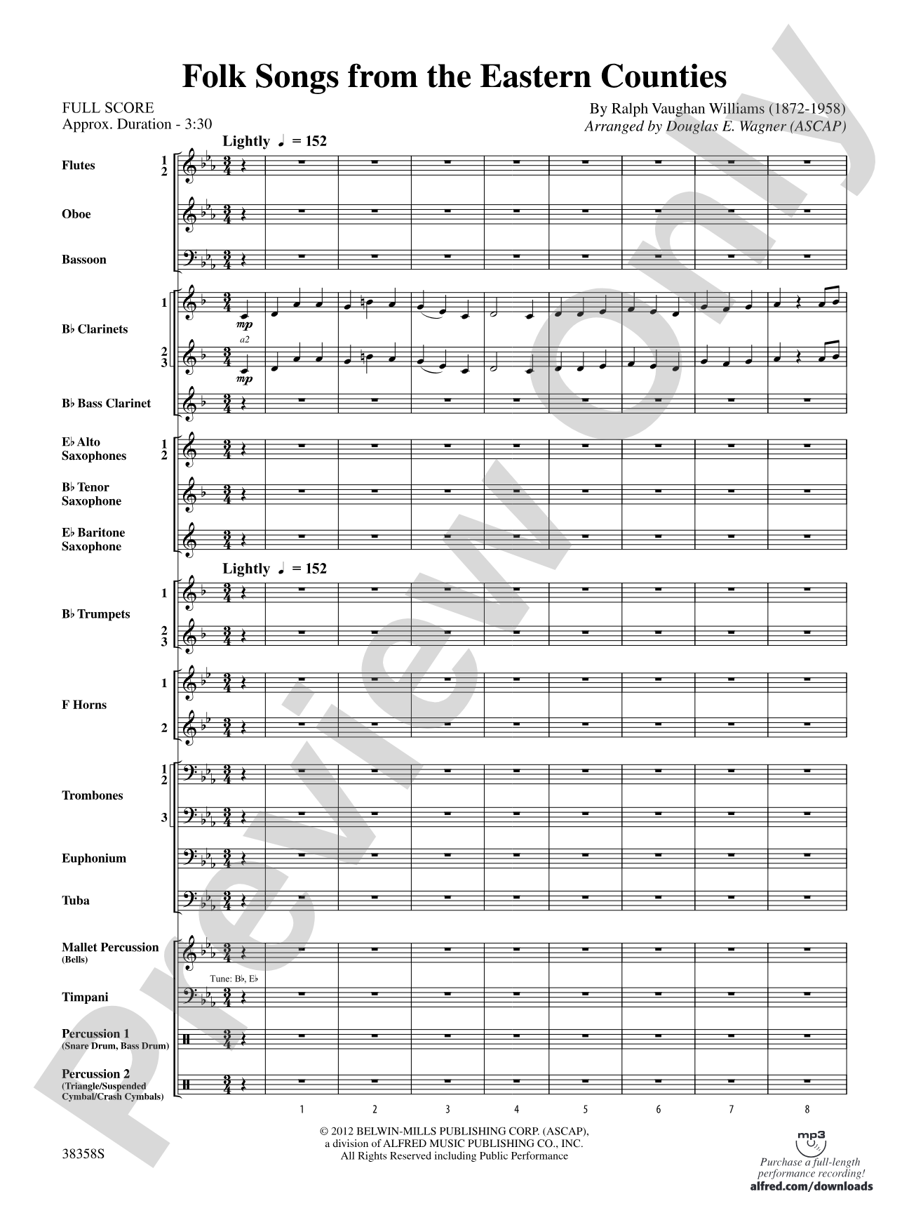 Folksongs from the Eastern Counties: Concert Band Conductor Score & Parts