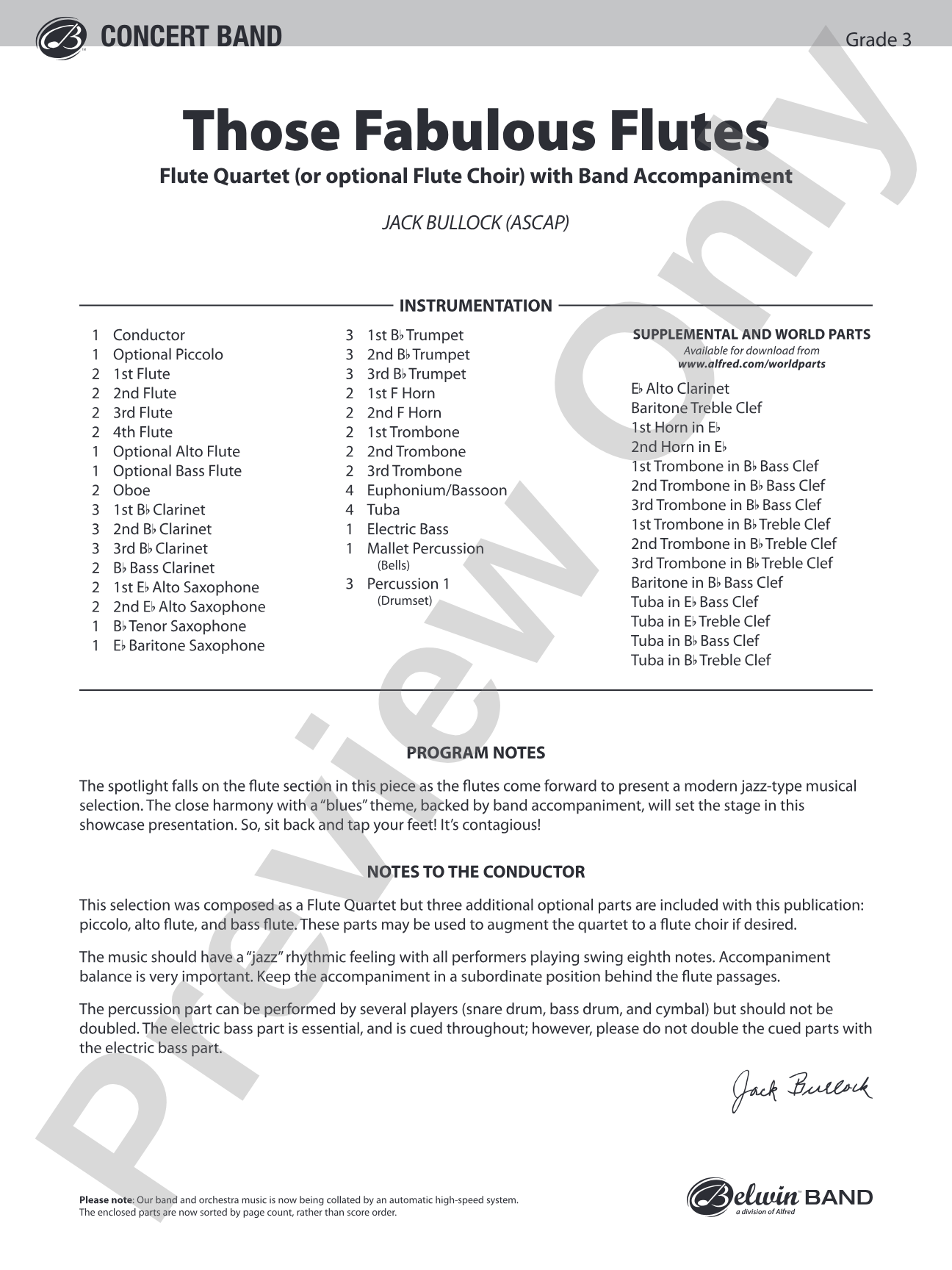 Those Fabulous Flutes: Concert Band Conductor Score & Parts