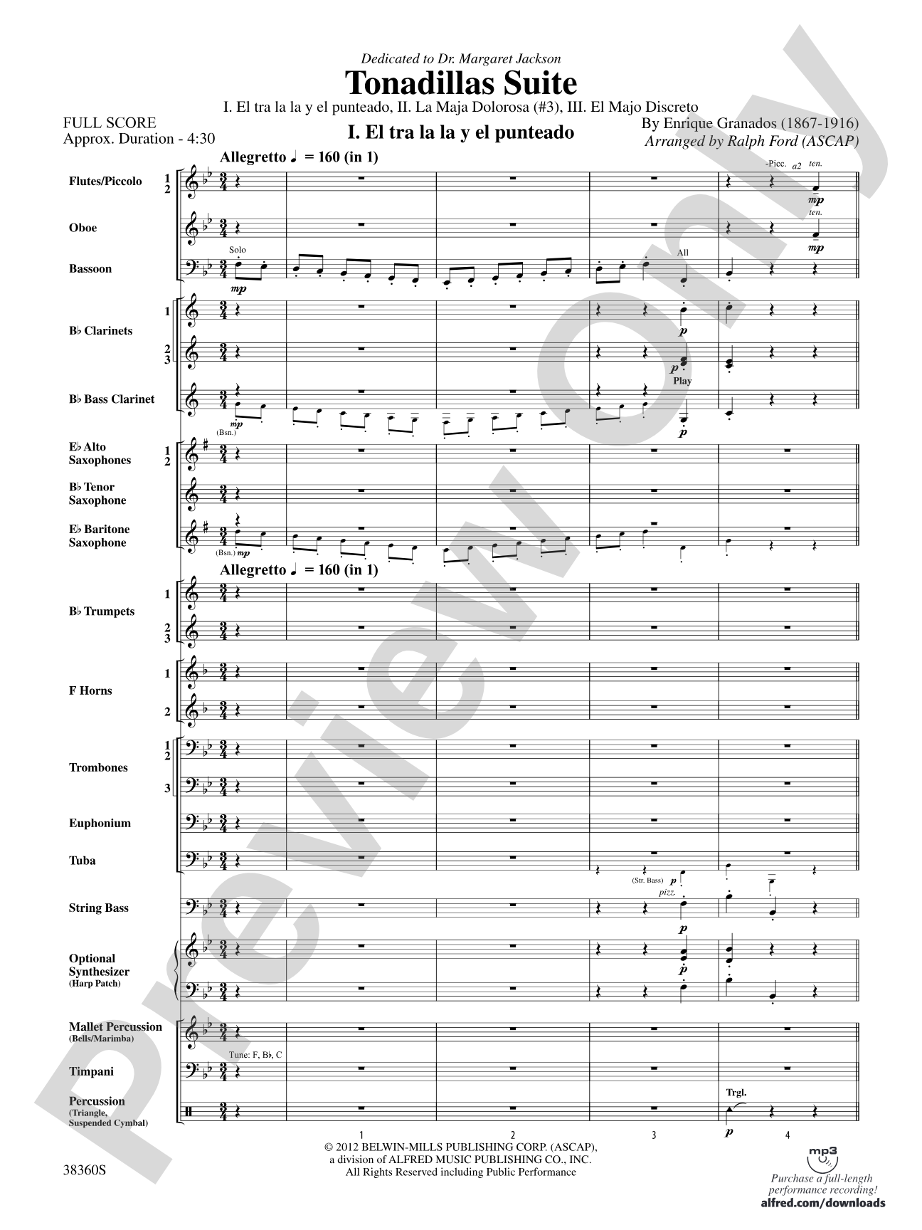 Tonadillas Suite: Concert Band Conductor Score & Parts